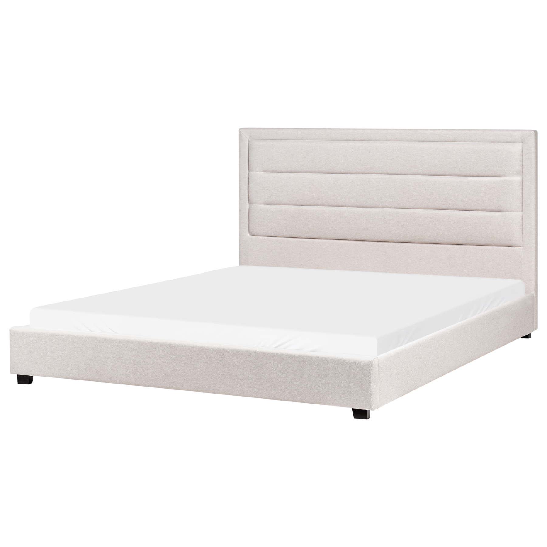 AURENNE Super Kingsize Fabric Bedframe - Light Beige - Gemini Interiors