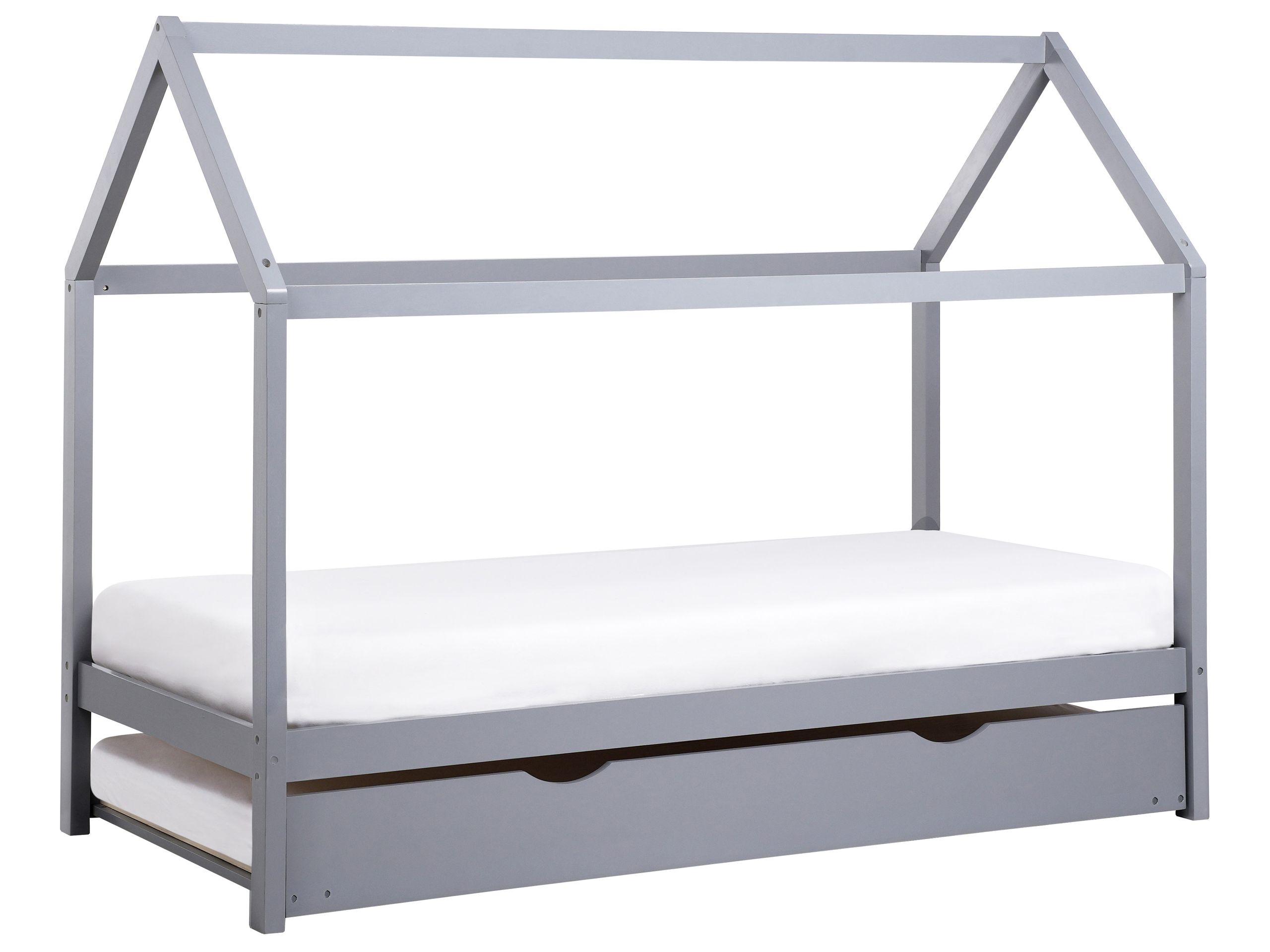 RILLA Kids Trundle Bedframe Pine Wood 90 x 200cm EU Single Bed Grey - Gemini Interiors