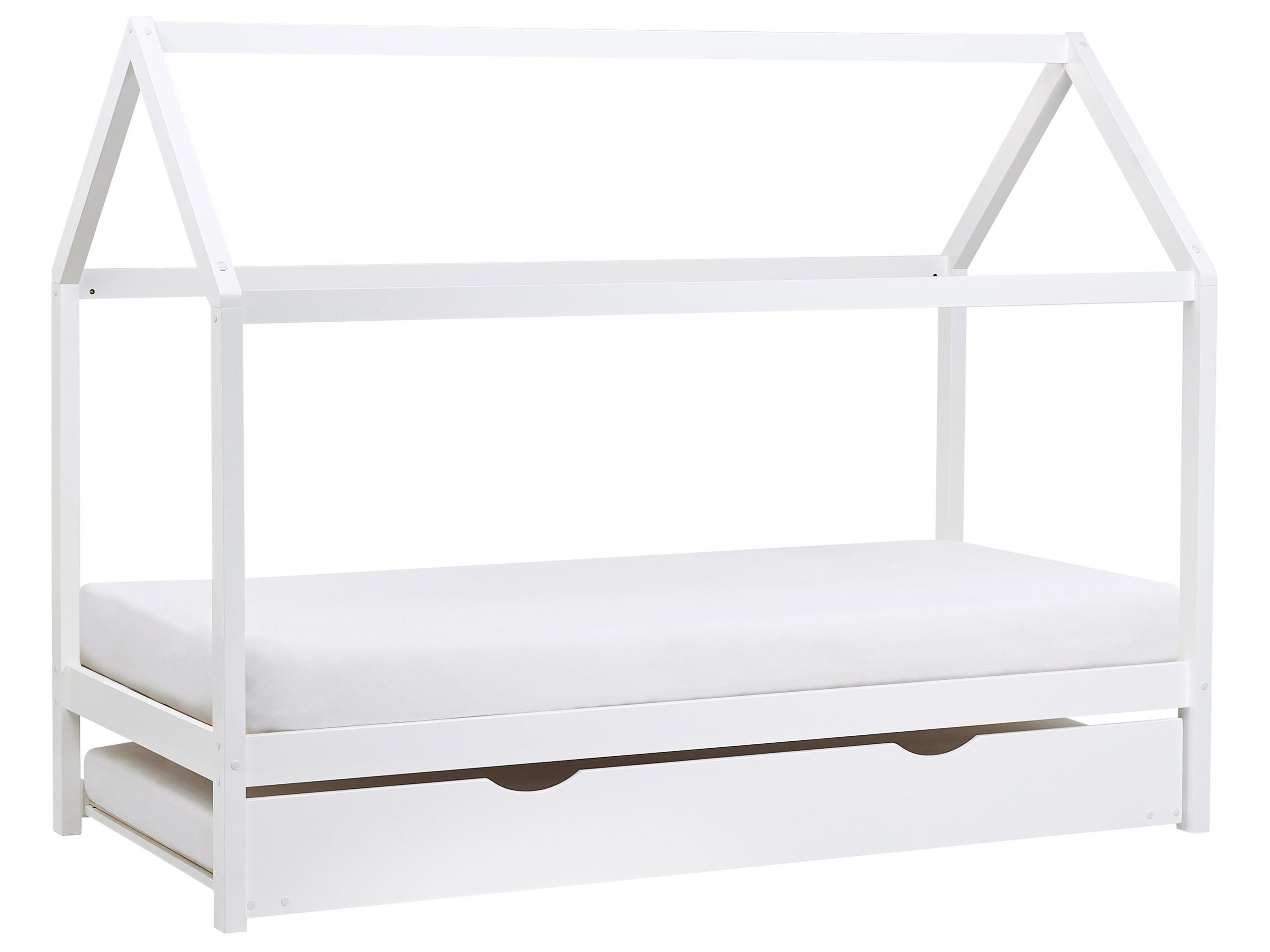 RILLA Kids Trundle Bedframe Pine Wood 90 x 200cm EU Single Bed White - Gemini Interiors