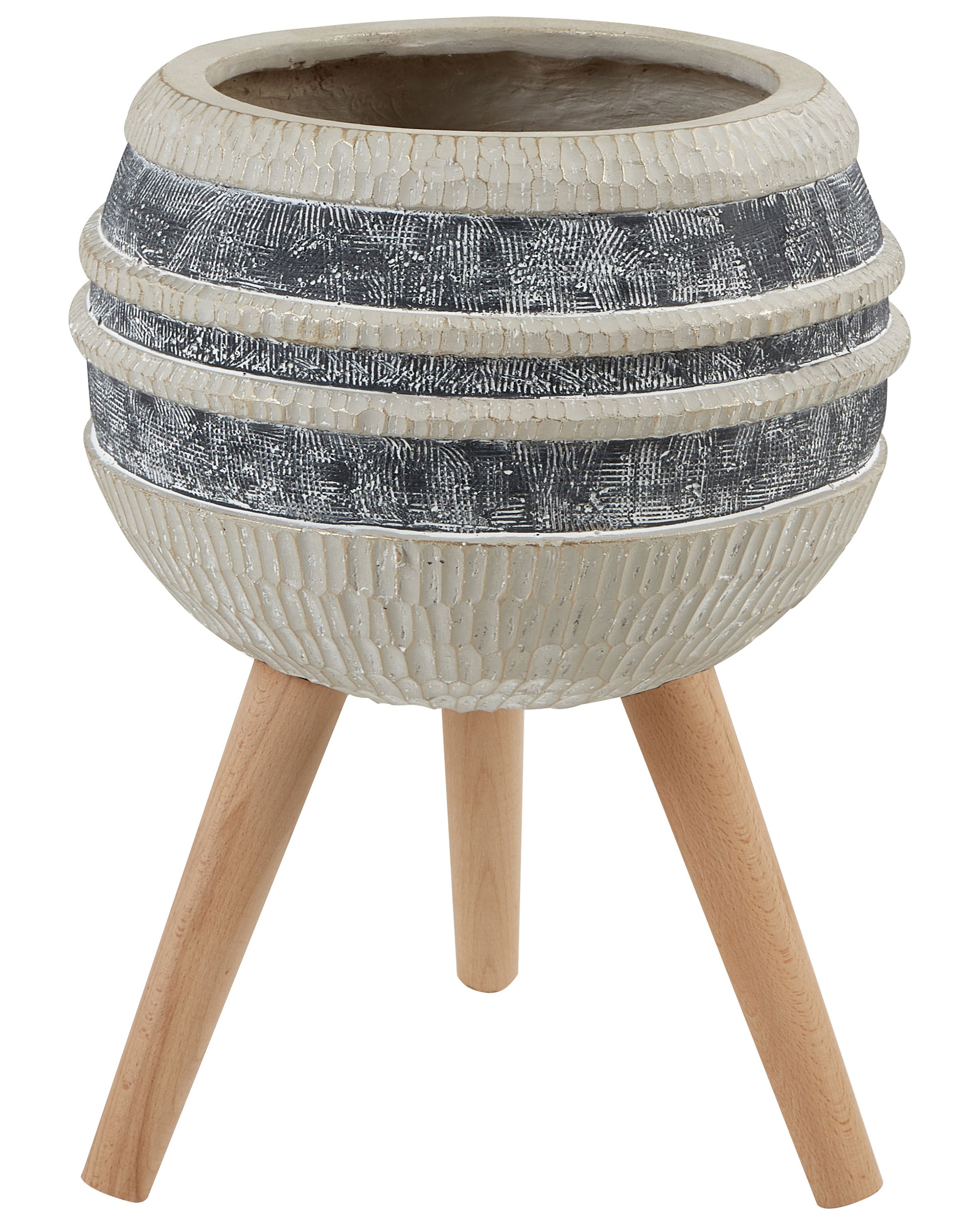 Elevated Plant Pot ATHYRIUM Ceramic 38 cm Beige - Gemini Interiors