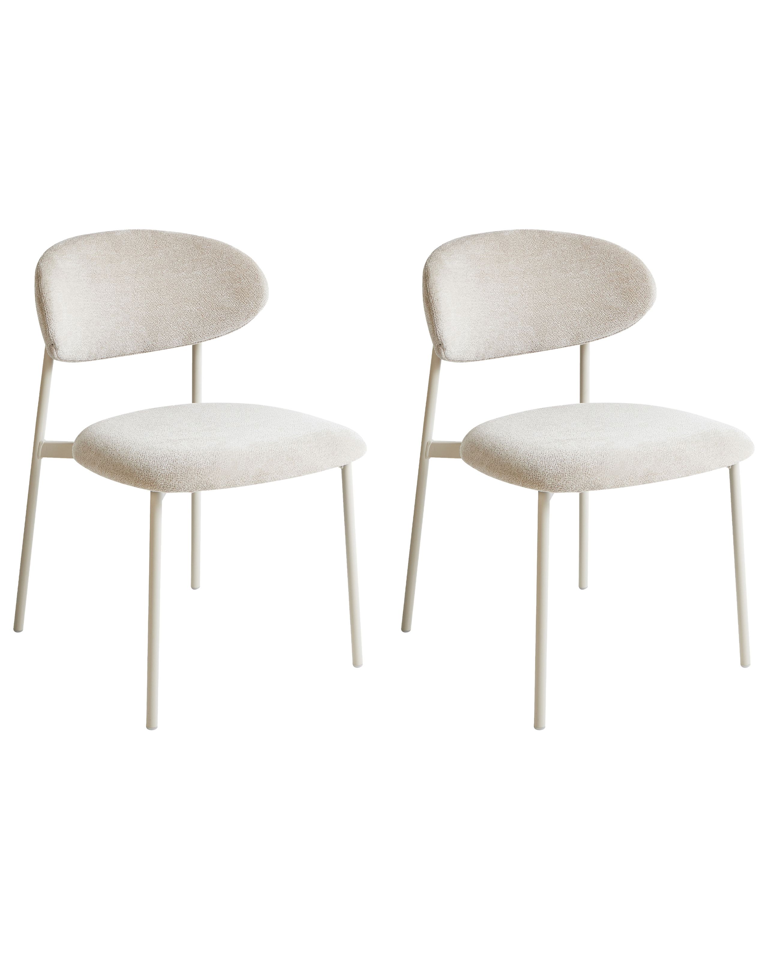 COWLYE Set of 2 Dining Chairs Chenille Light Beige - Gemini Interiors