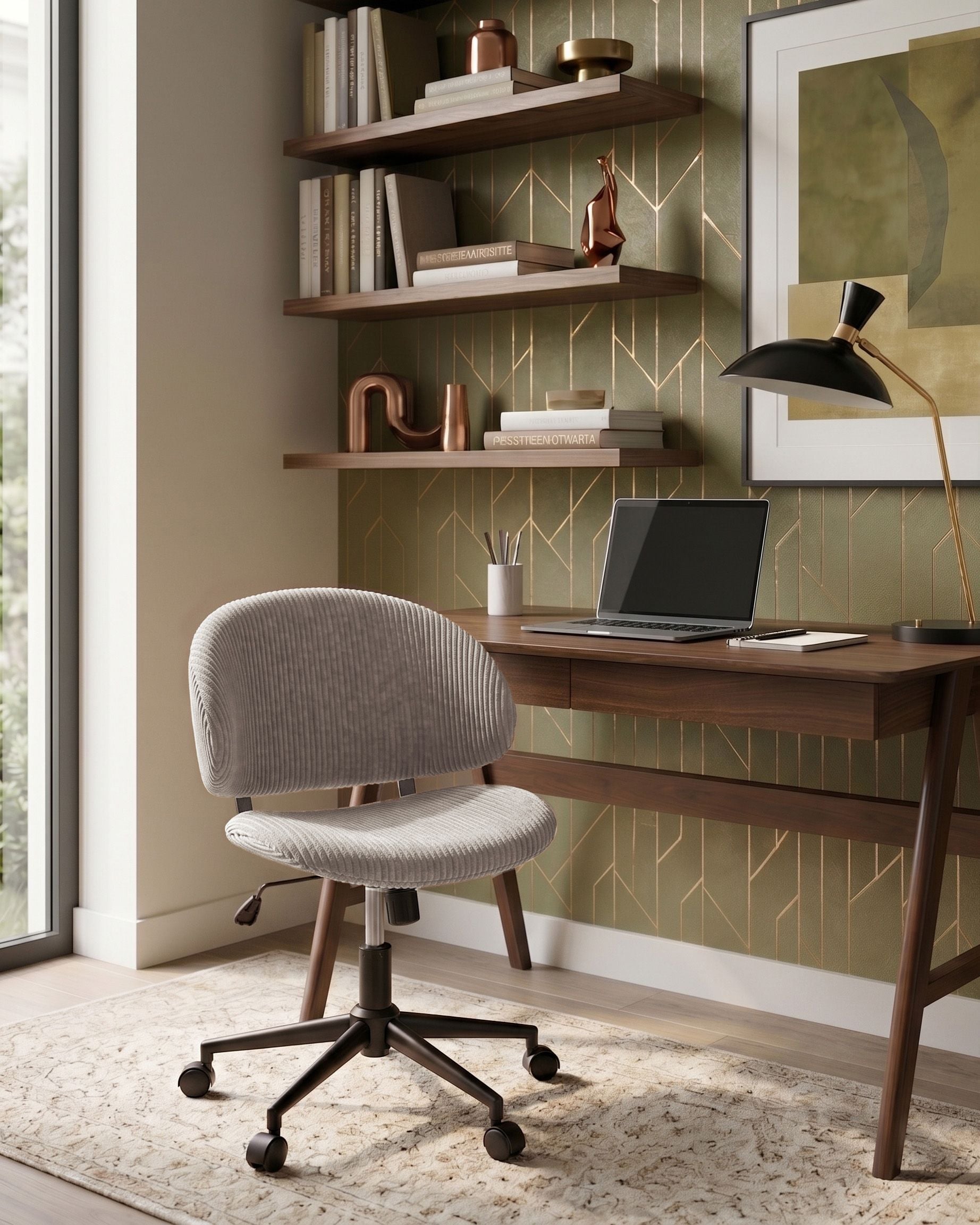 KASERO Corduroy Office Chair - Taupe - Gemini Interiors