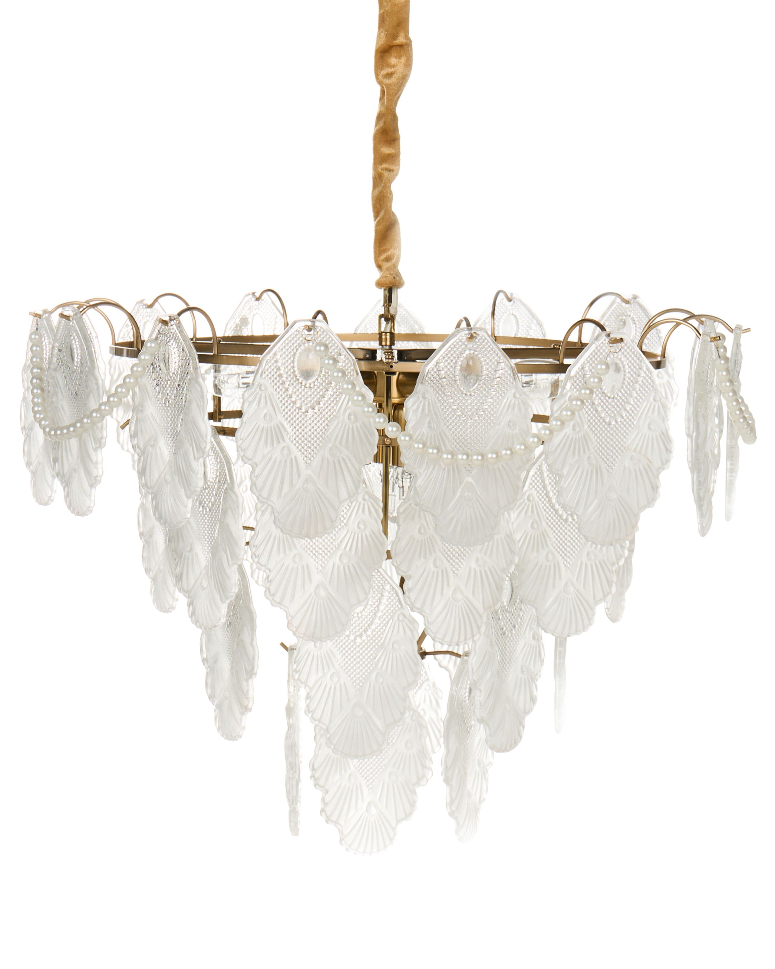 STAUNLEIGH Glass Chandelier - Brass - Gemini Interiors