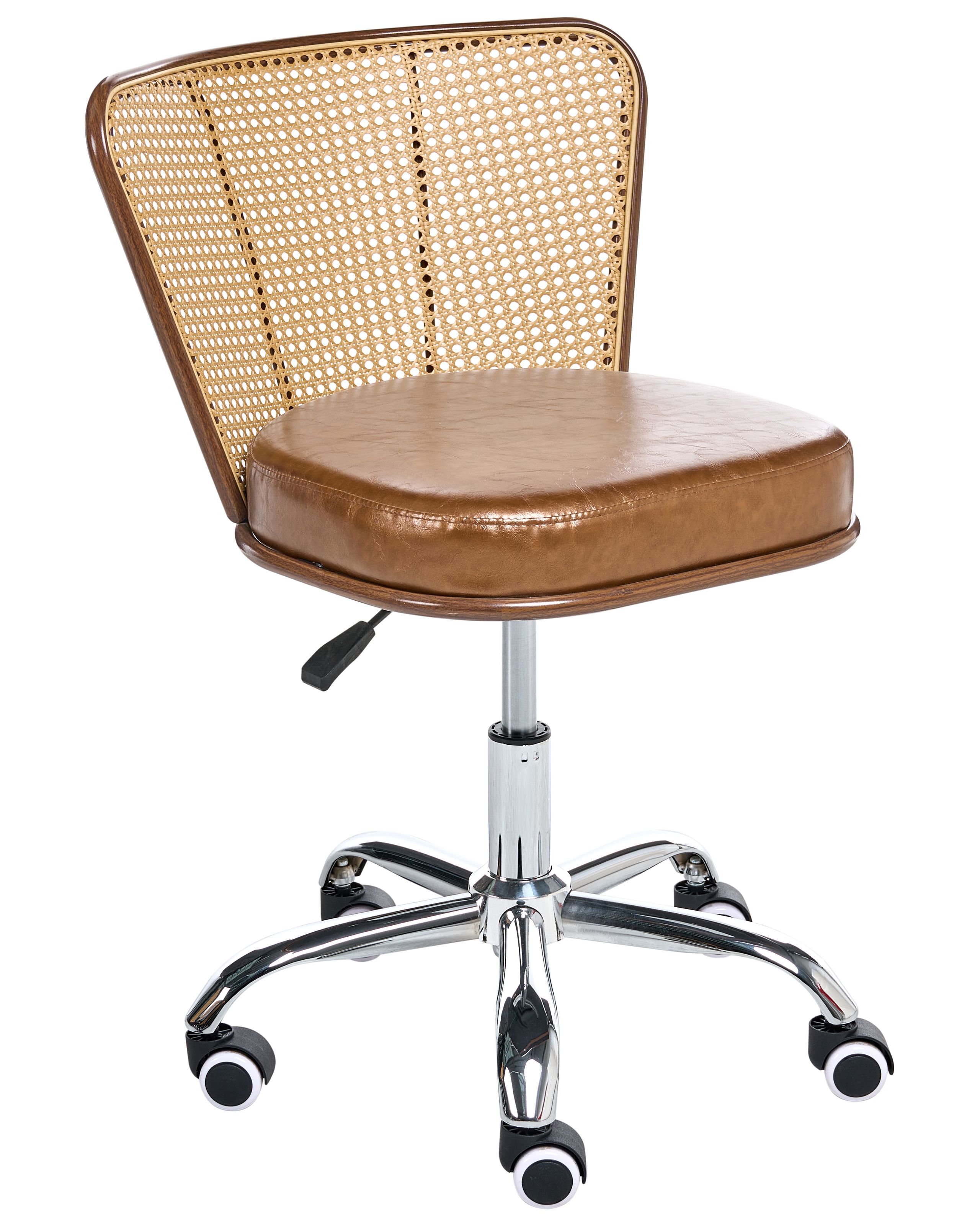 LANGDONWELL Faux Leather Office Desk Chair - Brown - Gemini Interiors