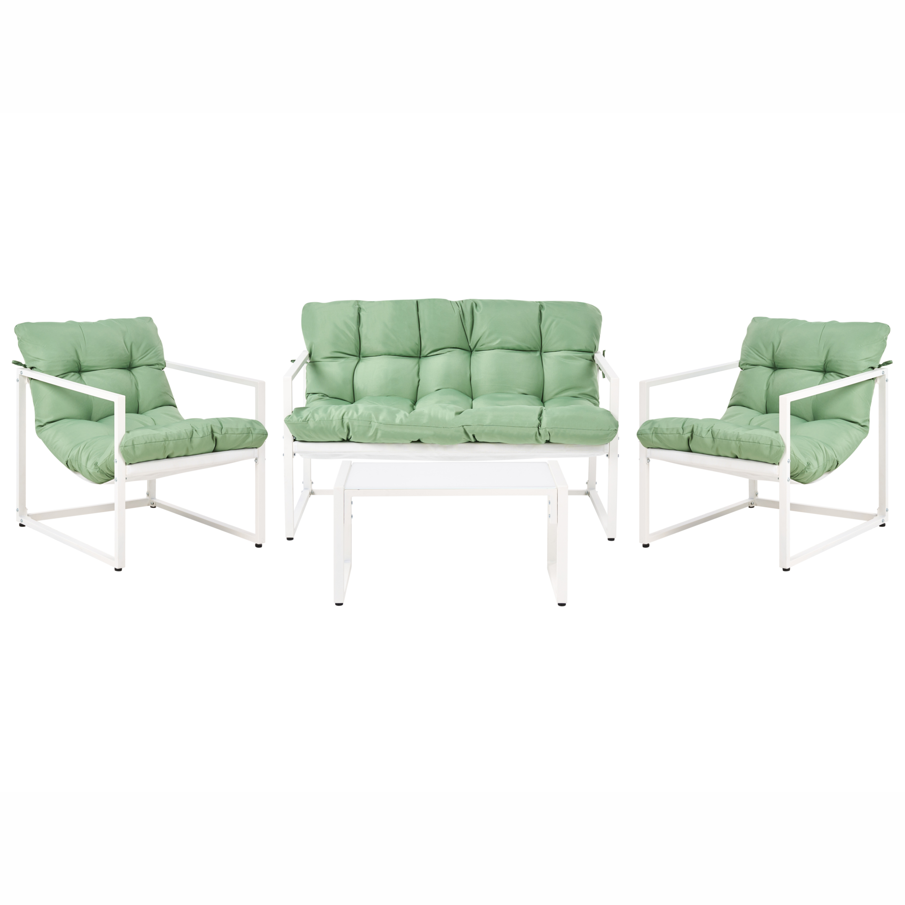 ZAVELLOR Metal Garden 4 Seater Lounge Set - Green - Gemini Interiors