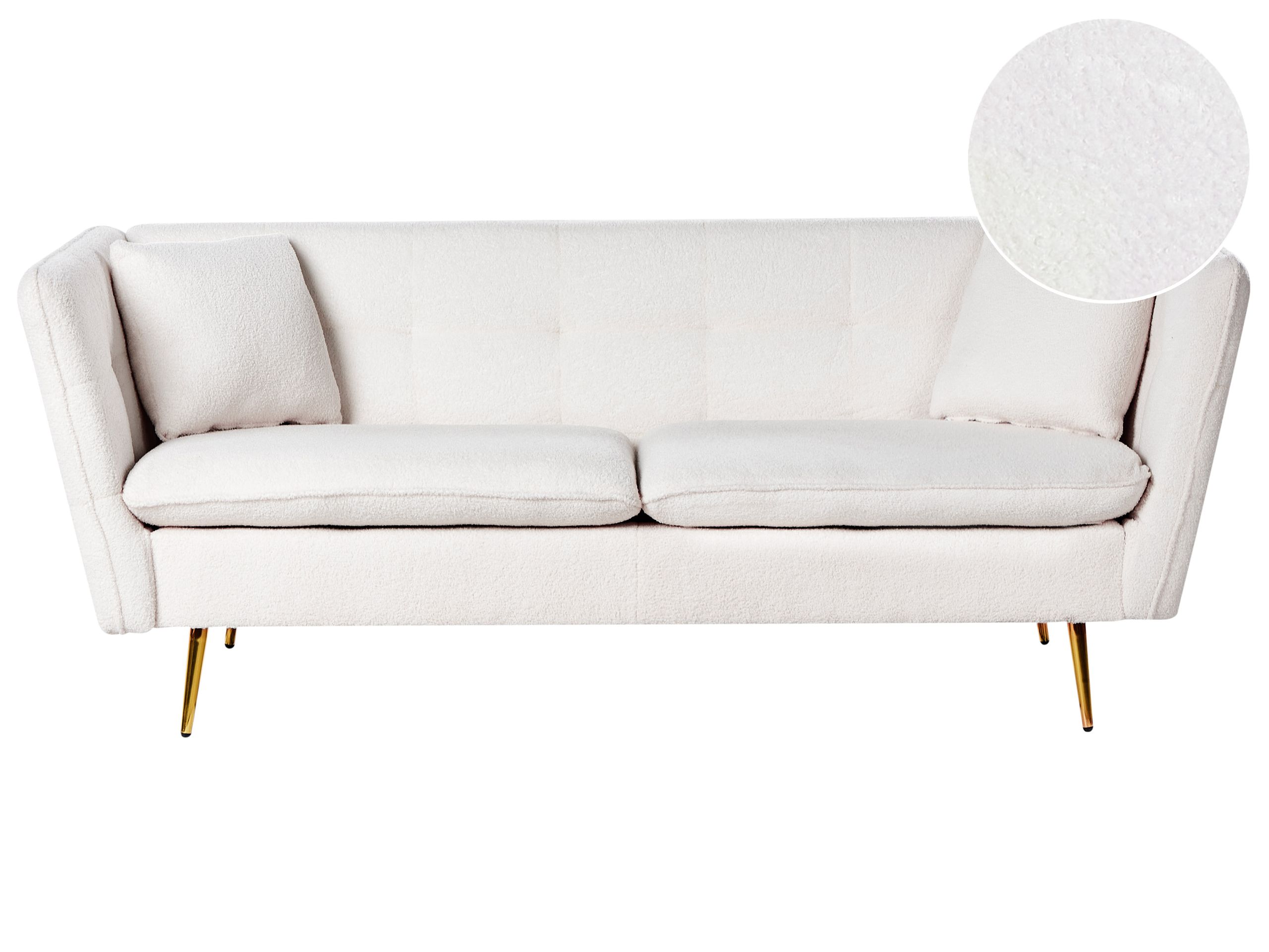 3 Seater Boucle Sofa White FREDERICA - Gemini Interiors