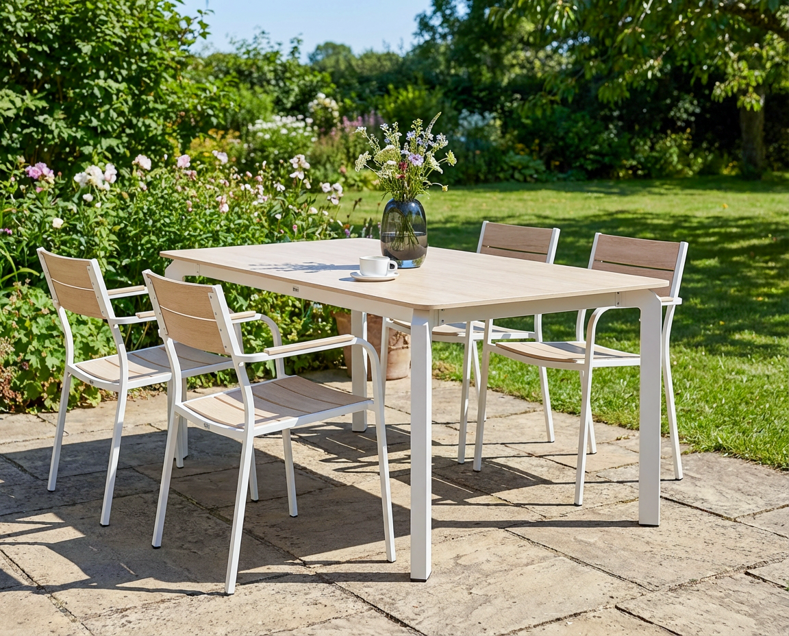 DERUXO Garden Dining Table - Beige - Gemini Interiors