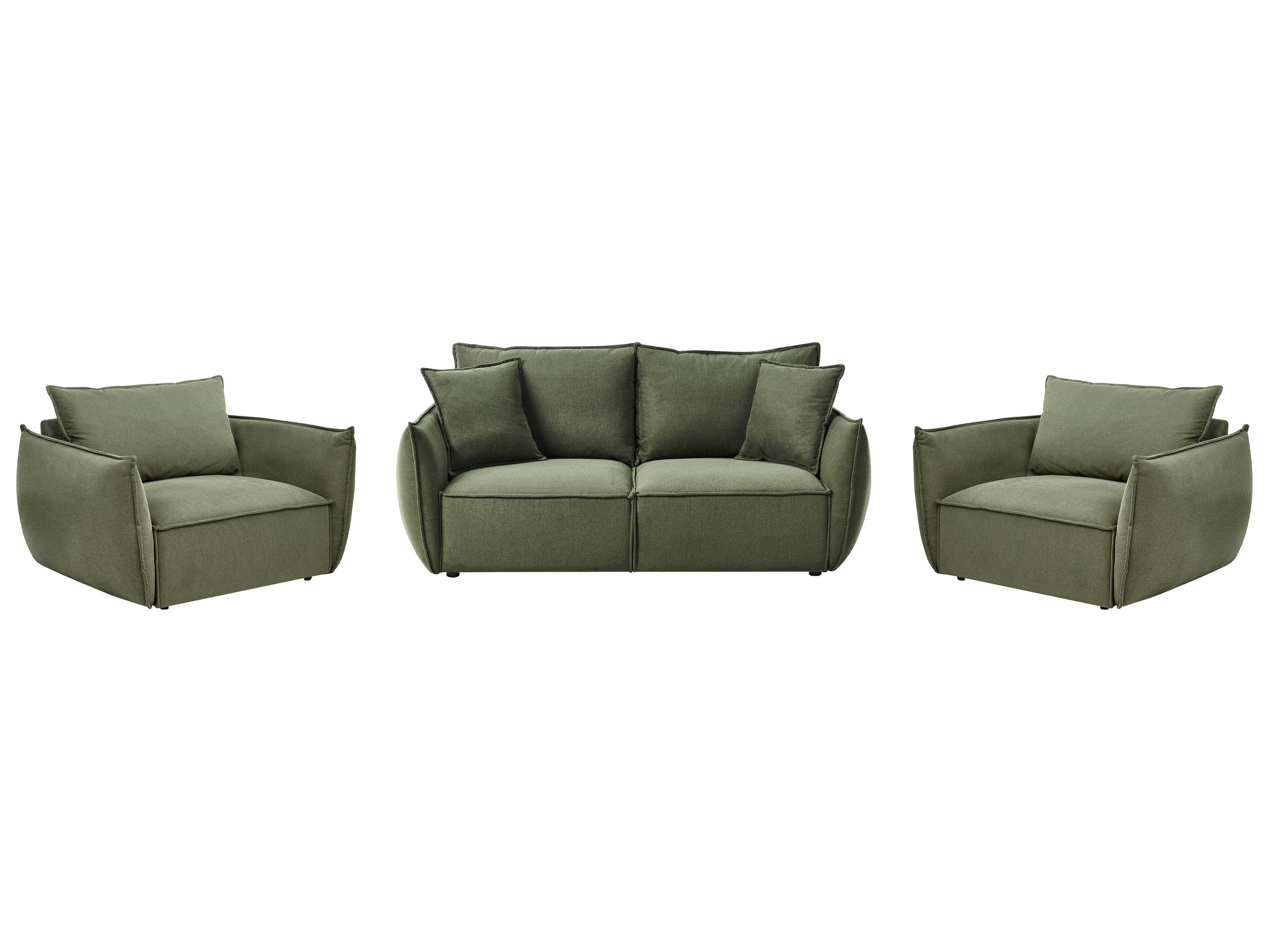 CLIFDEN Fabric 3 Seater Sofa and 2 Armchairs Sofa Set - Green - Gemini Interiors