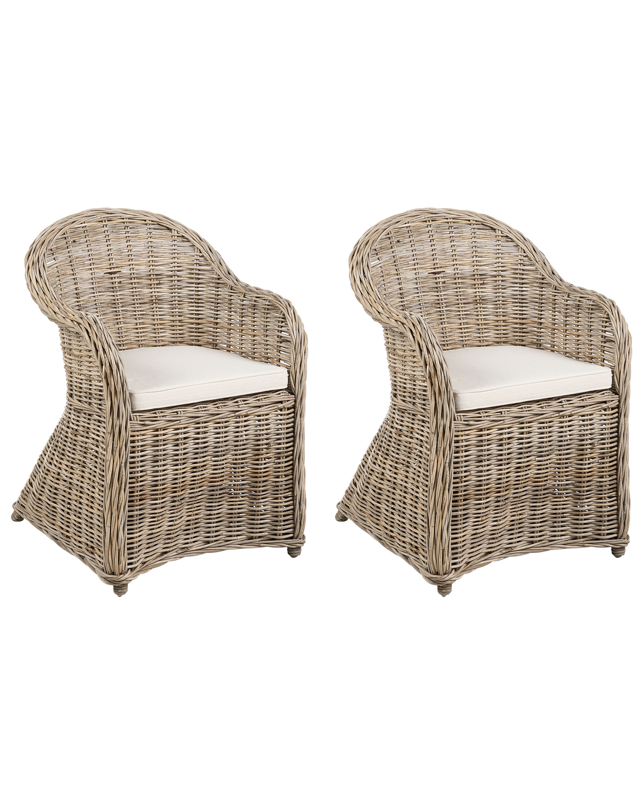 Set of 2 Garden Armchairs with Cushions SUSUA II Rattan Natural - Gemini Interiors