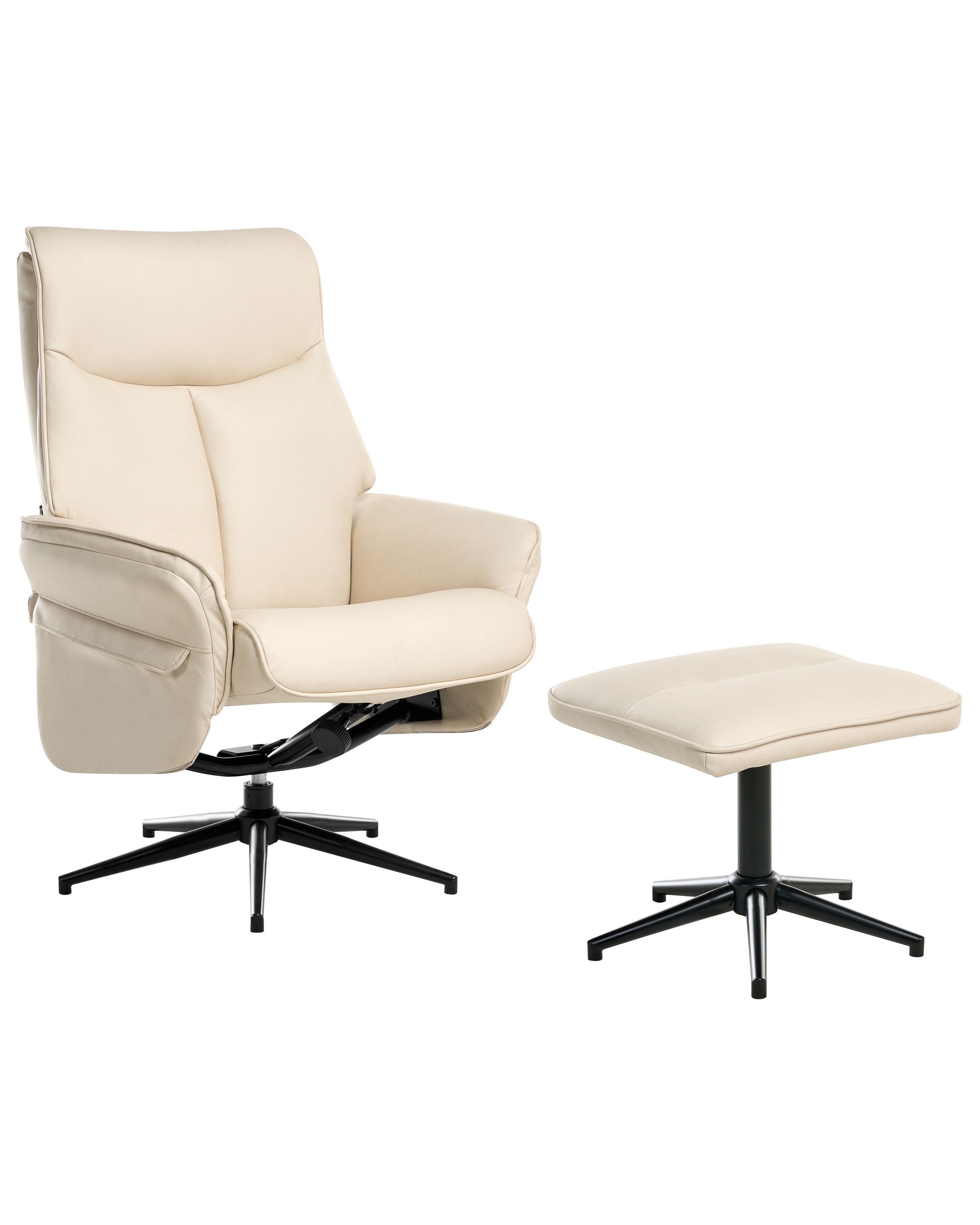 HADLEIGHON Faux Leather Swivel Recliner Chair - Light Beige - Gemini Interiors