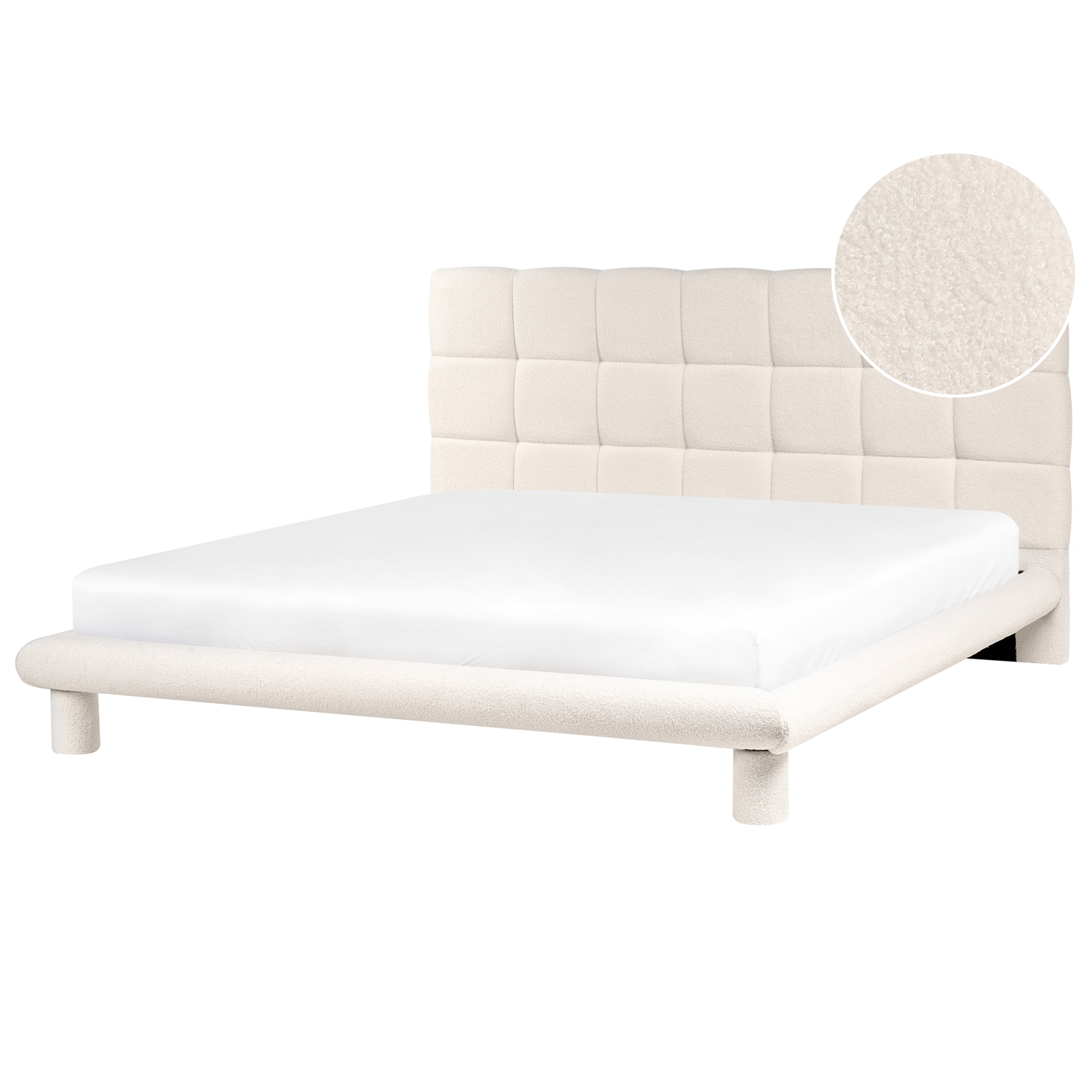 ALURE Super Kingsize Boucle Fabric Bedframe - Off-White - Gemini Interiors