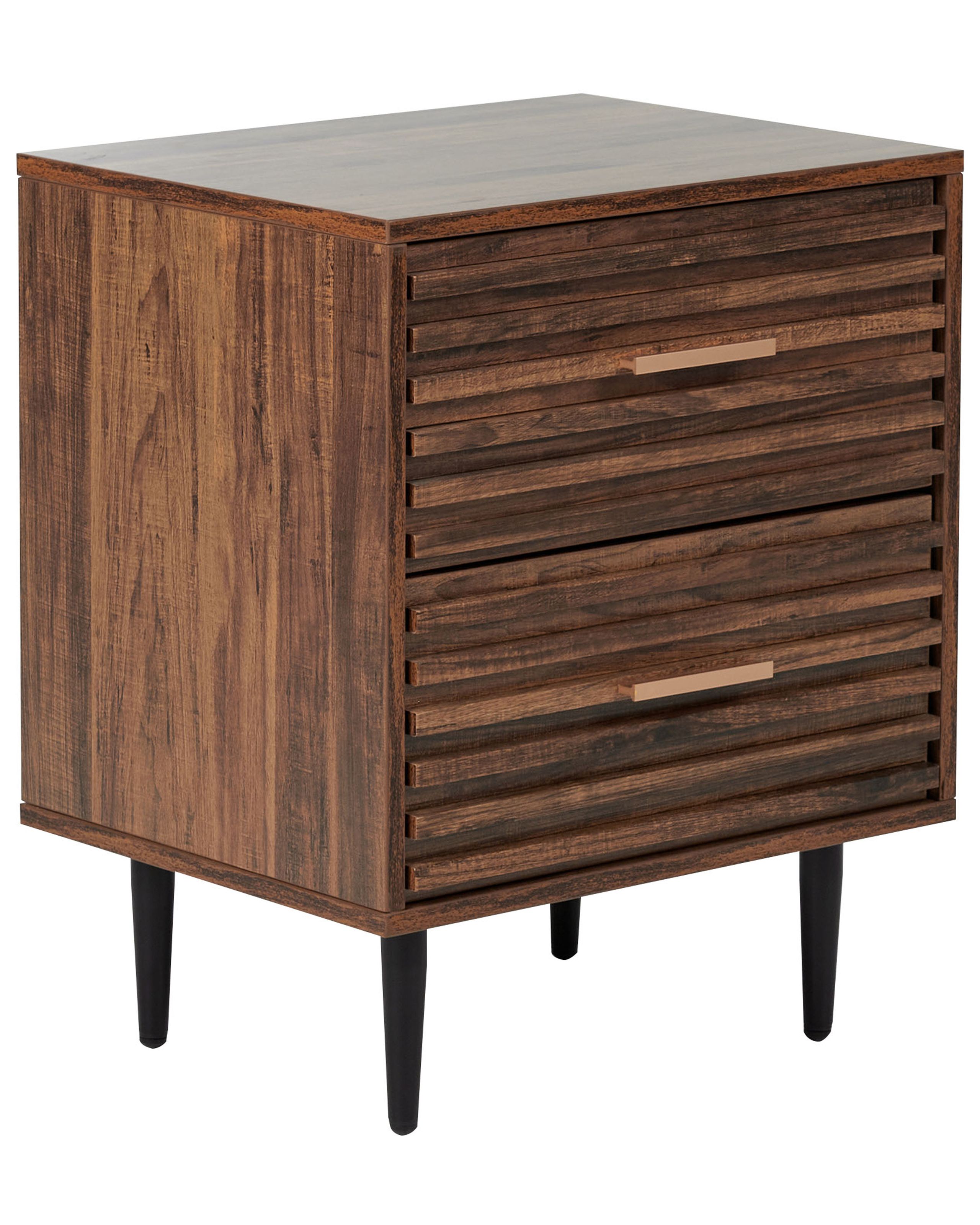NOCTURA 2 Drawer Bedside Table - Brown - Gemini Interiors