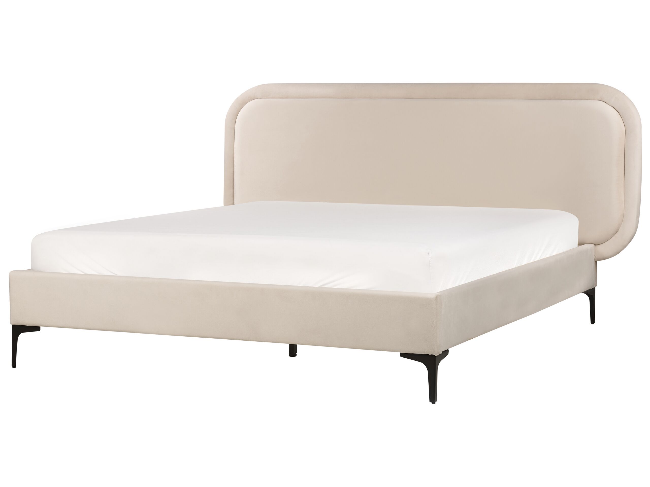 SUZZA Bedframe Velvet 140 x 200cm EU Double Bed Light Beige - Gemini Interiors
