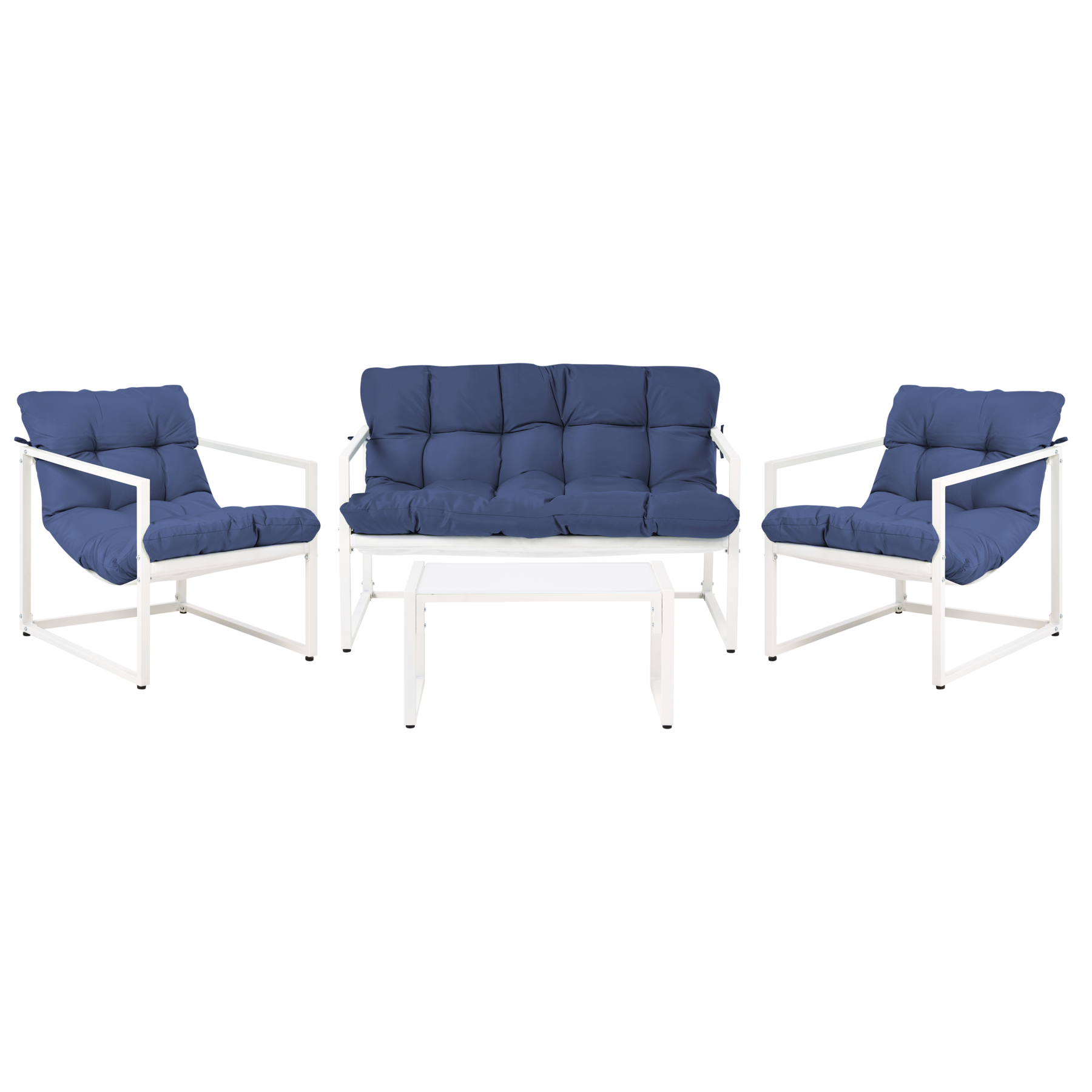 ZAVELLOR Metal Garden 4 Seater Lounge Set - Blue - Gemini Interiors
