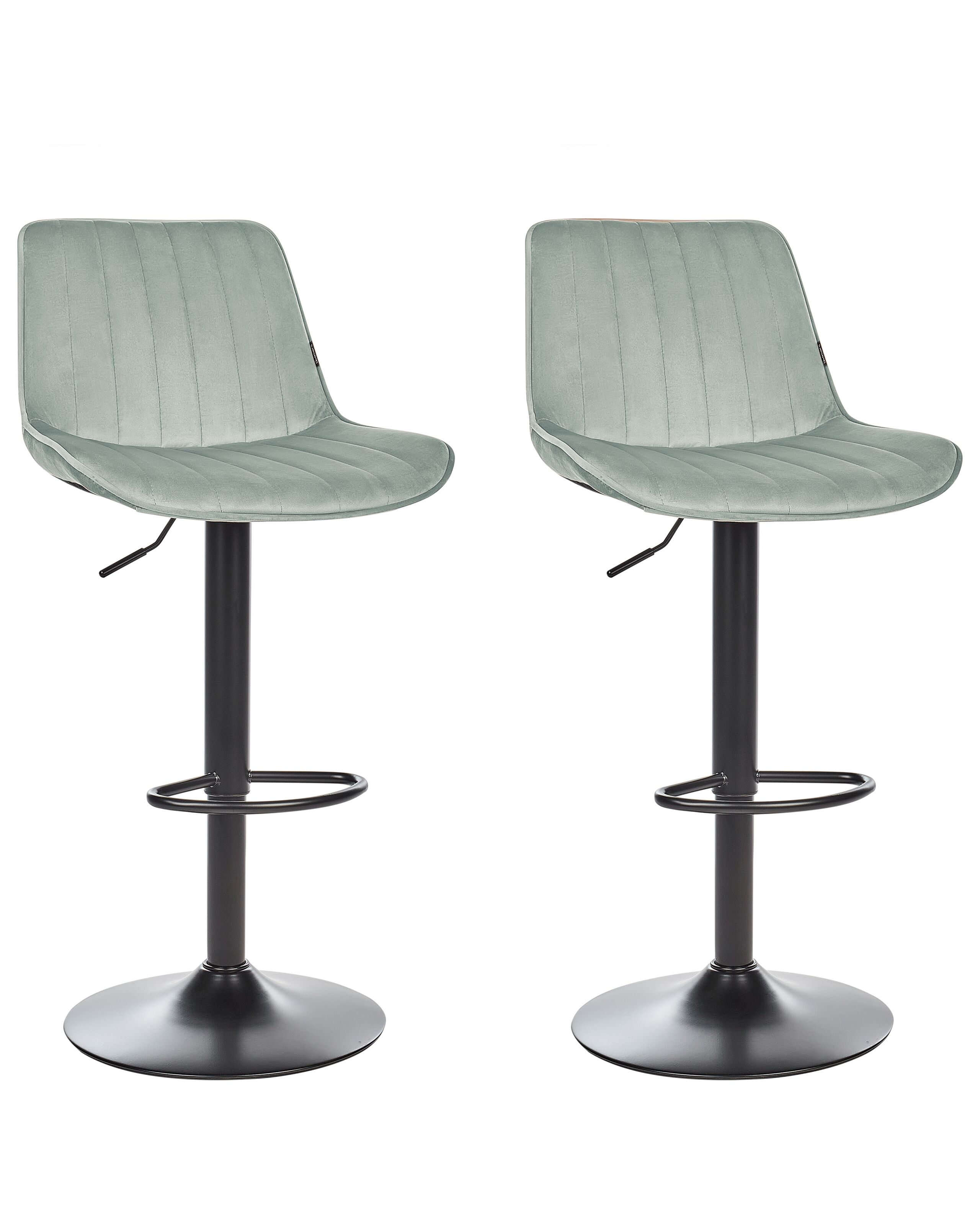 Set of 2 Bar Chairs DUBROVNIK Velvet Swivel Mint Green - Gemini Interiors