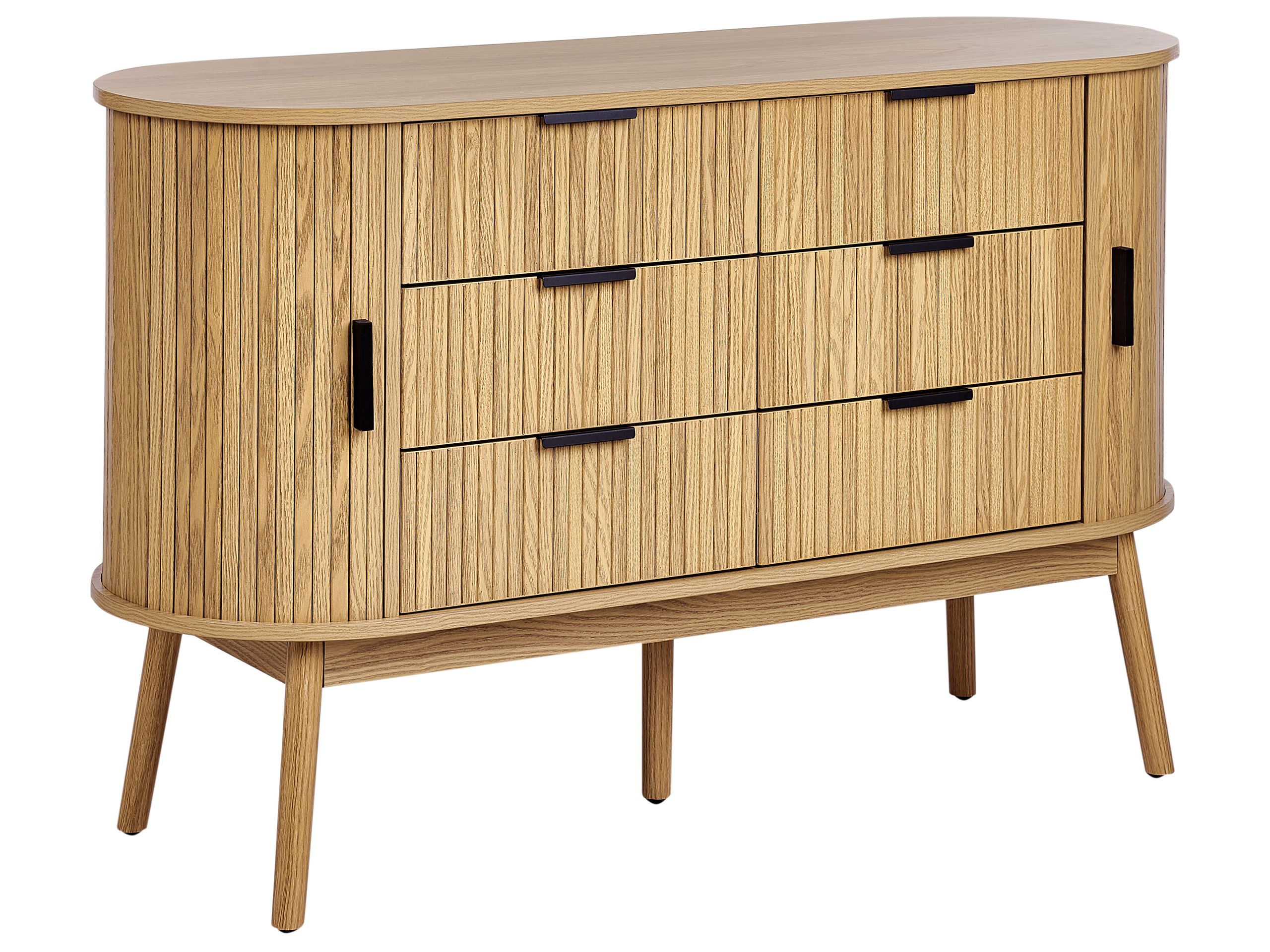 SALEH Oak Finish Chest of Drawers - Large-sized, 6 Drawers, Double - Gemini Interiors