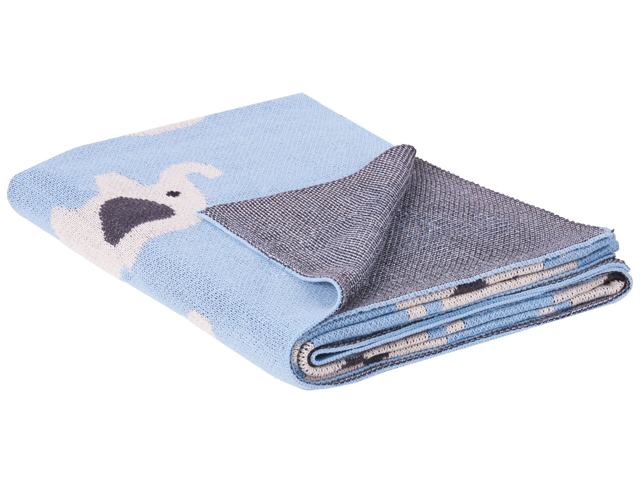 Blanket HILKOT Cotton 130 x 170 cm Blue - Gemini Interiors