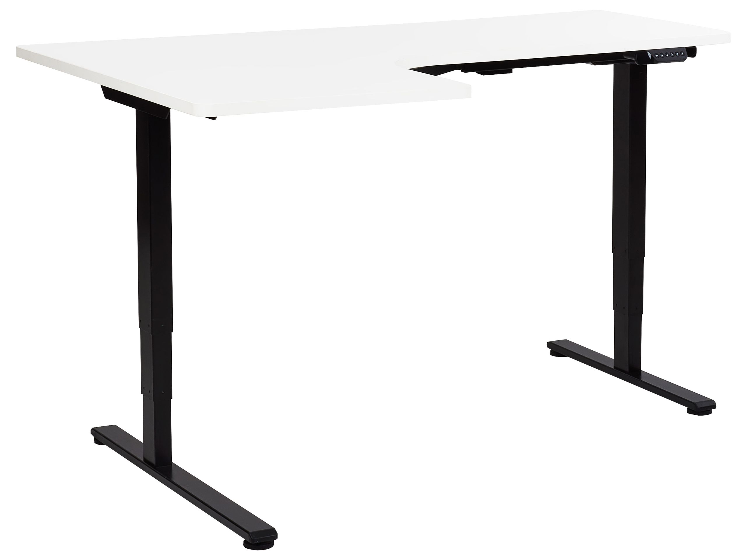 Electric Adjustable Left Corner Desk 160 x 59 cm Black and White DESTINES - Gemini Interiors
