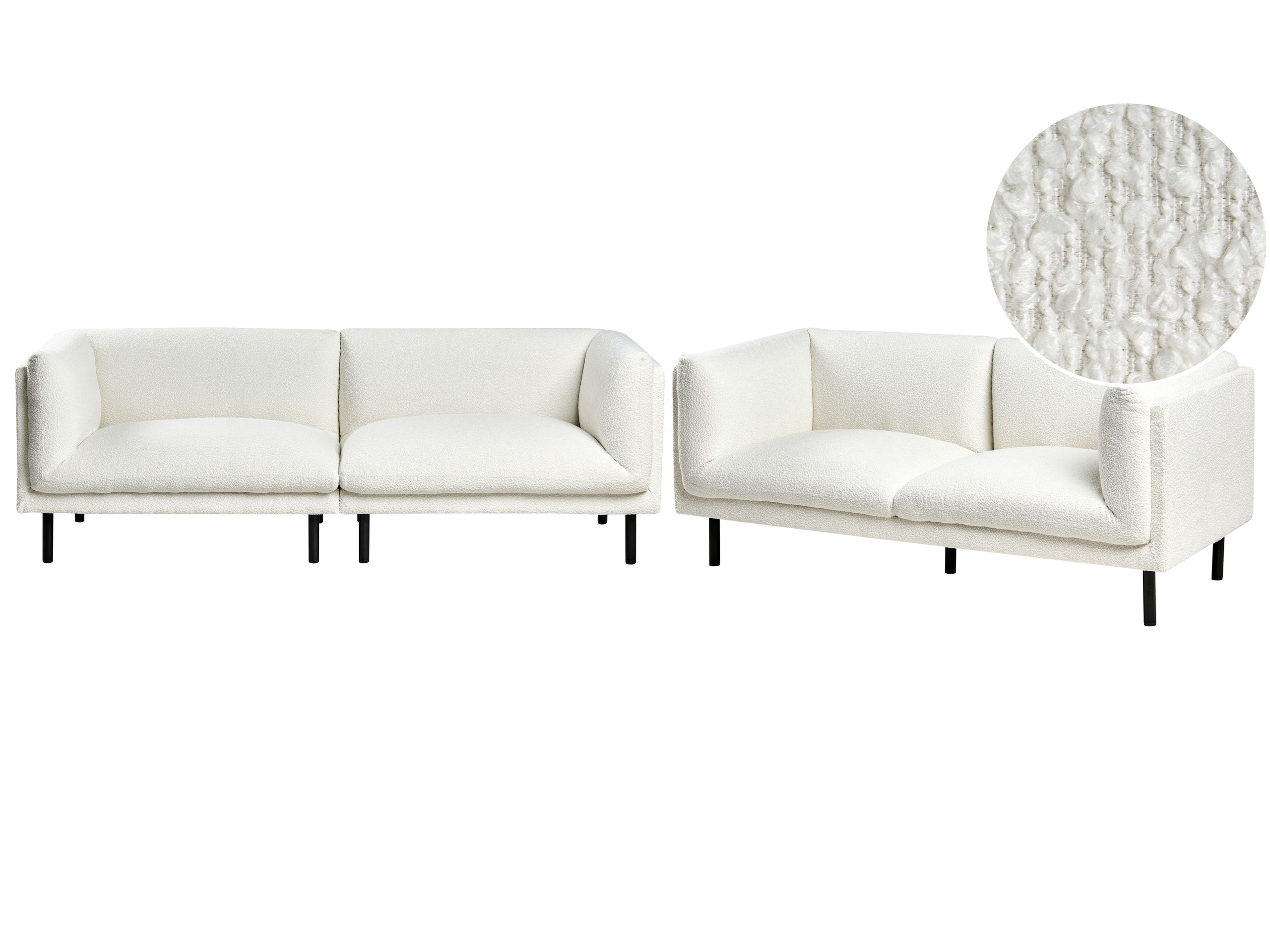 OVRGOD Boucle Fabric 3 Seater and 2 Seater Sofa Set - Off White - Gemini Interiors