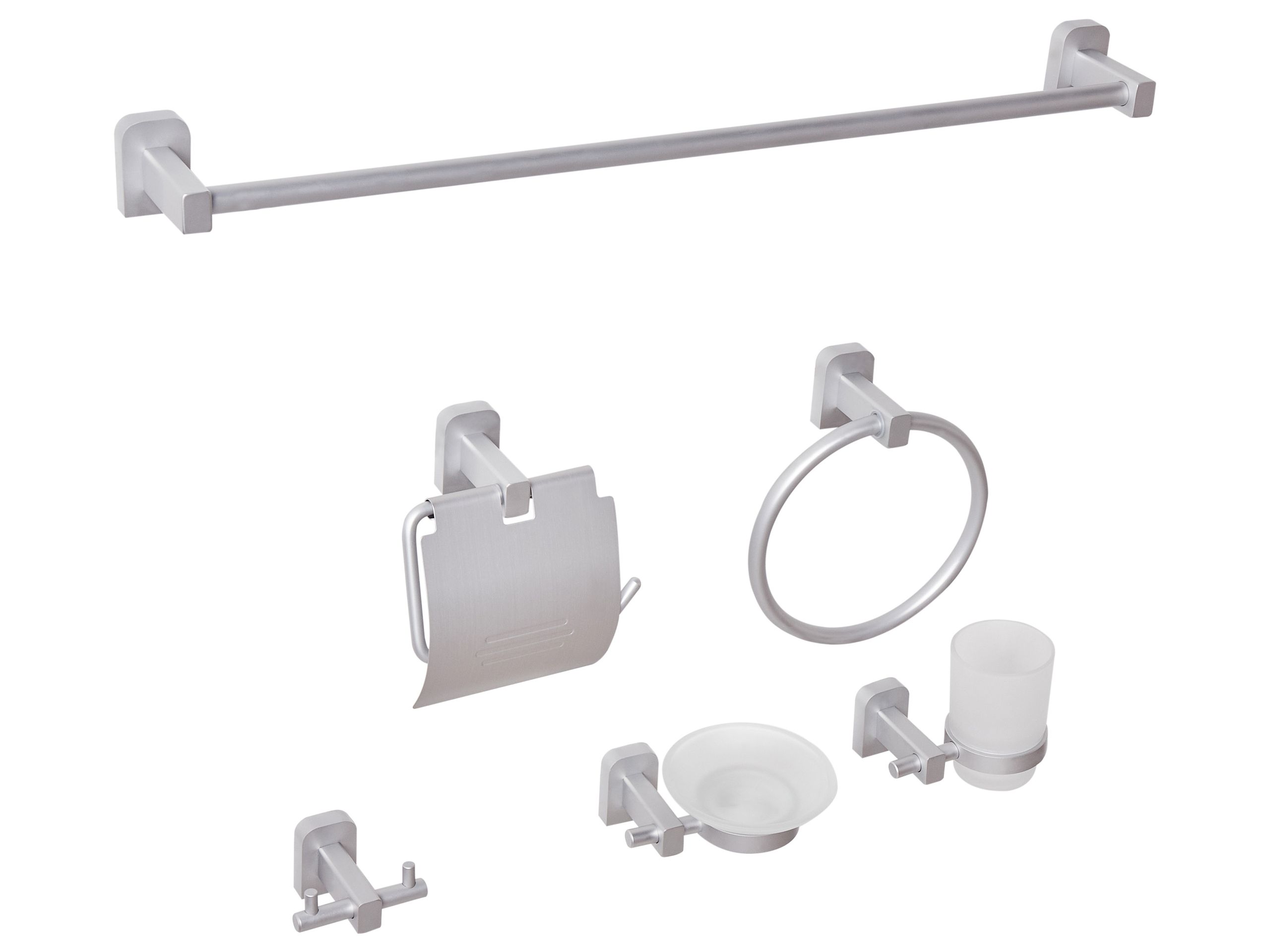 WINSCOMBE 6-Piece Bathroom Hardware Set - Silver - Gemini Interiors