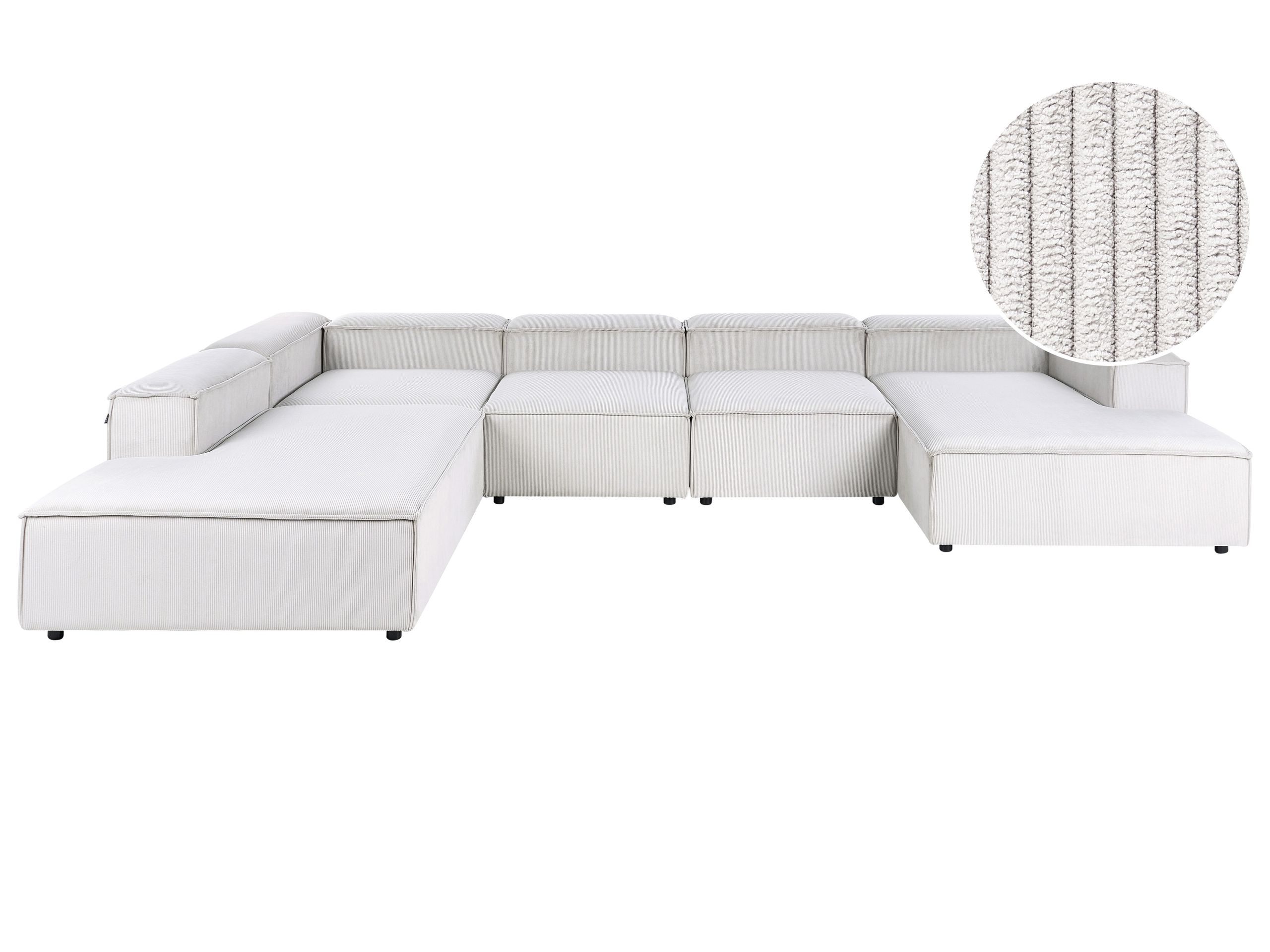 TROMSO Corduroy Fabric 5 Seater L Shaped Corner Sofa - Off White, Left Hand Facing - Gemini Interiors