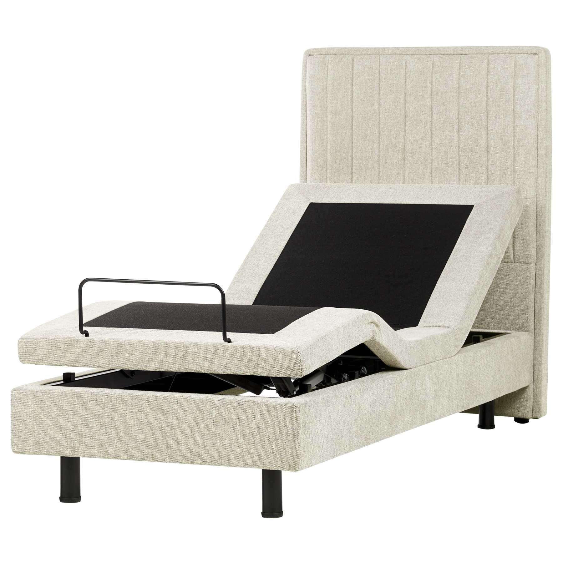 DEKU Small Single Fabric Adjustable Bed - Beige - Gemini Interiors
