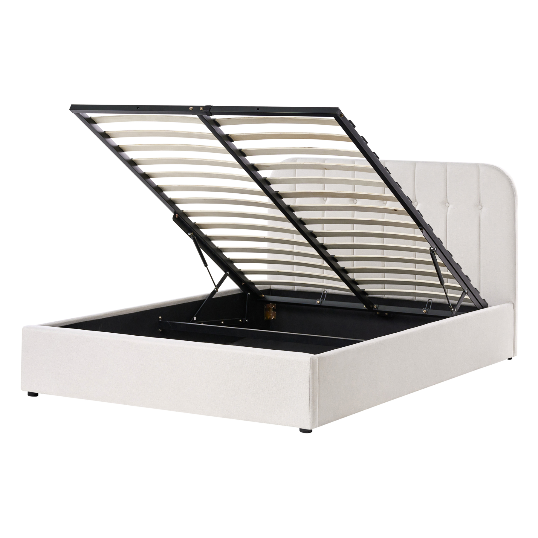 LUVIN Double Fabric Ottoman Storage Bedframe - Off-White - Gemini Interiors