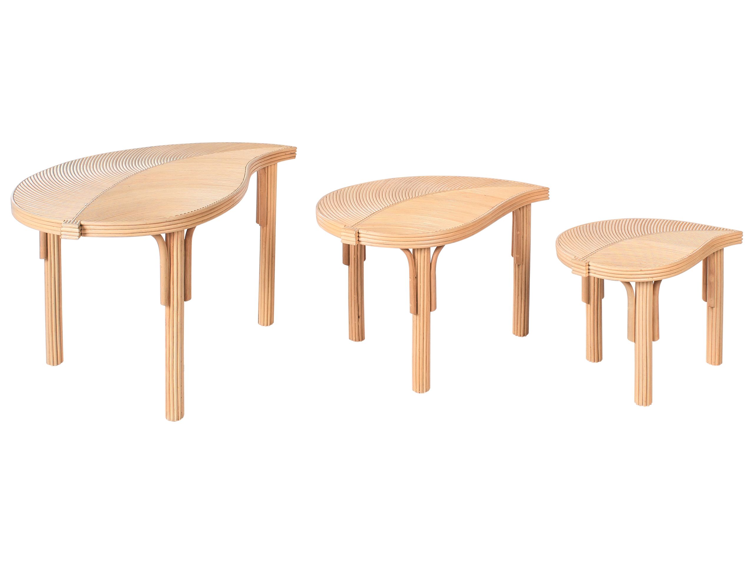 LATHBURY Rattan Coffee Tables Set of 3 - Natural - Gemini Interiors