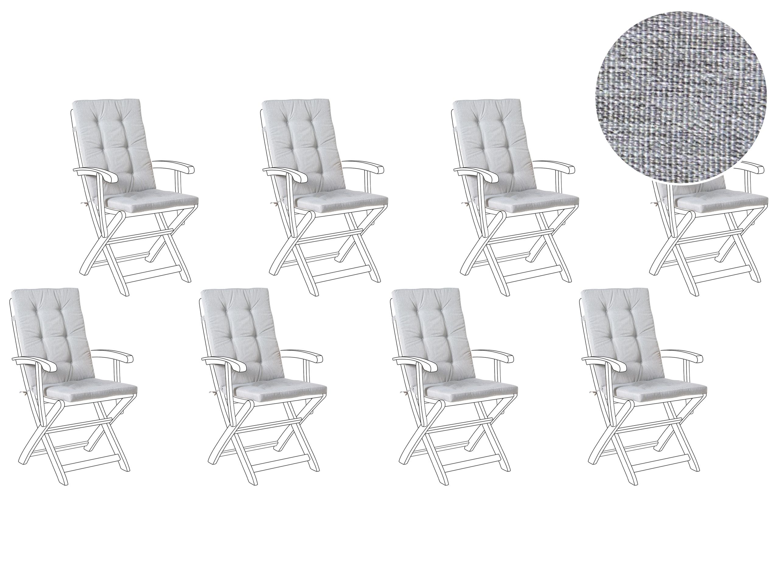 APLOR Set of 8 Garden Back Seat Cushions - Grey - Gemini Interiors