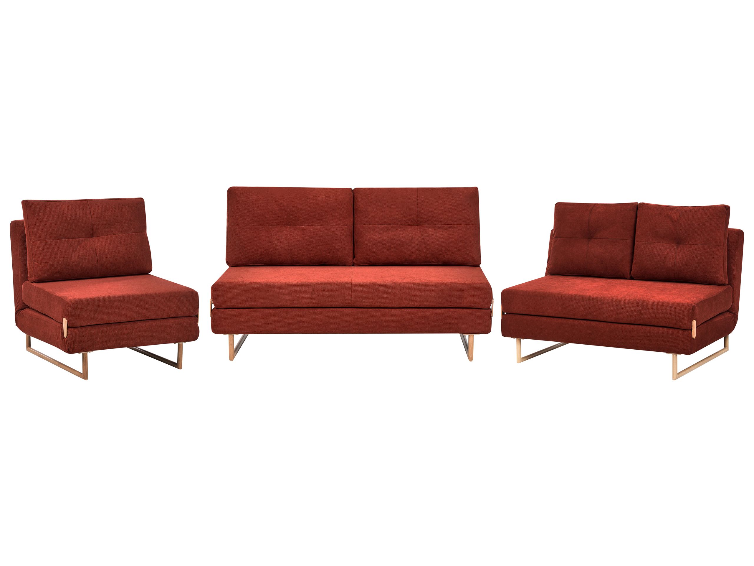 COMDEN Fabric 3 Seater 2 Seater and 1 Seater Sofa Set - Red - Gemini Interiors