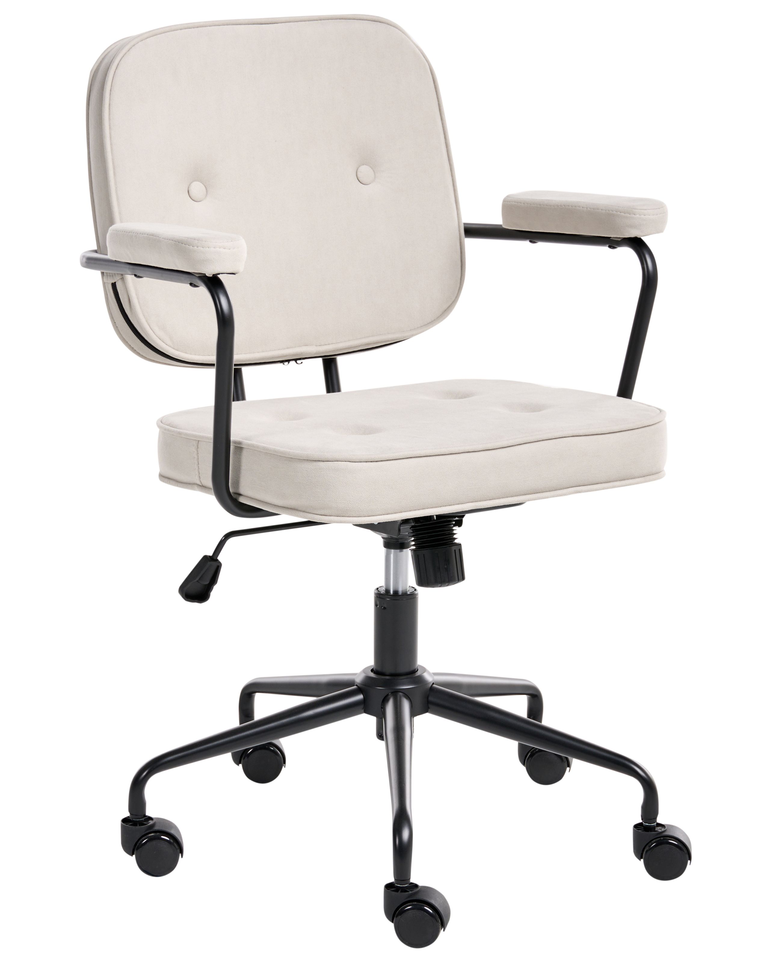 KELDMERE Velvet Office Desk Chair - Beige - Gemini Interiors