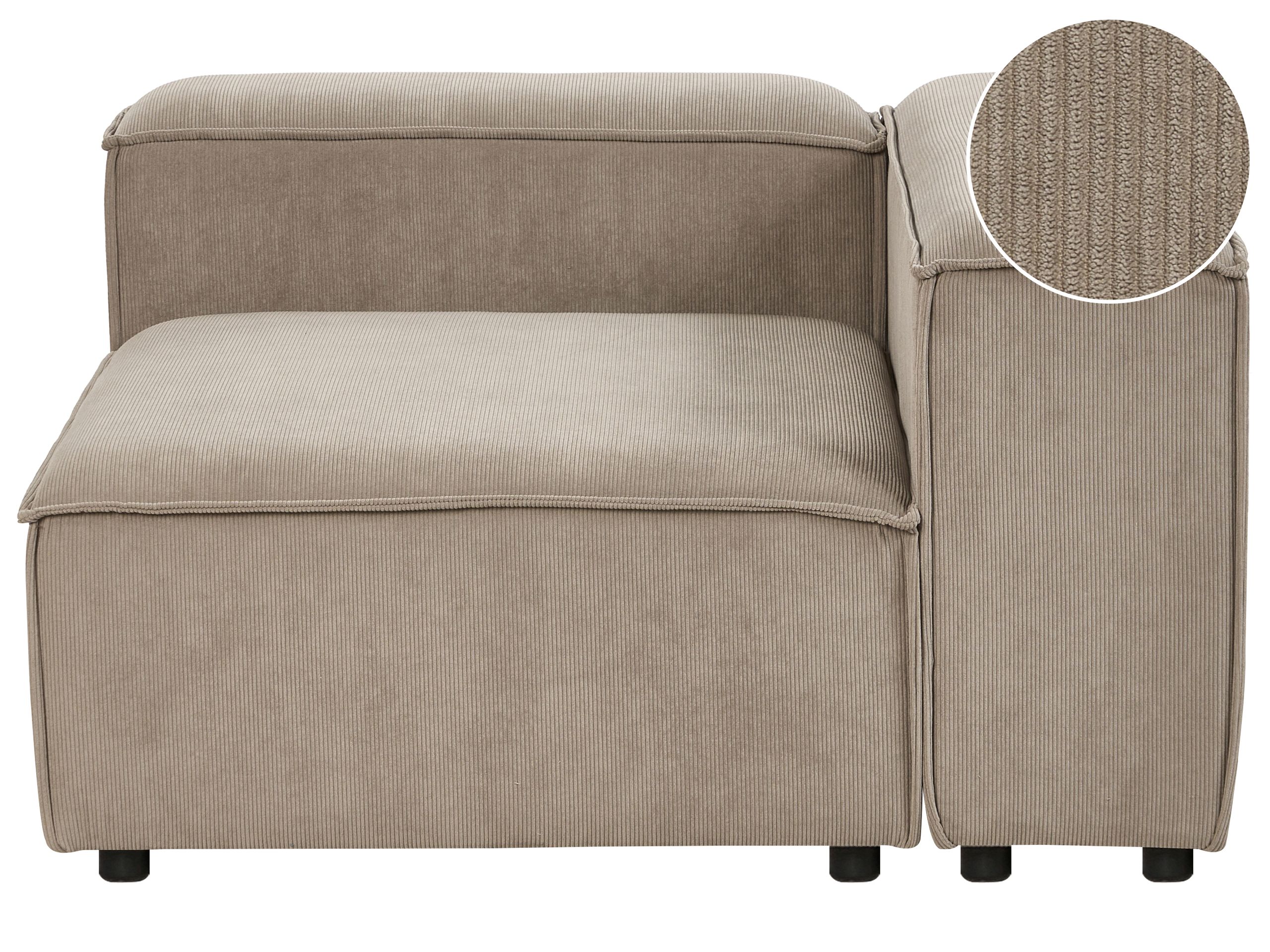 Left Hand Jumbo Cord Corner Section Taupe ARDAL - Gemini Interiors