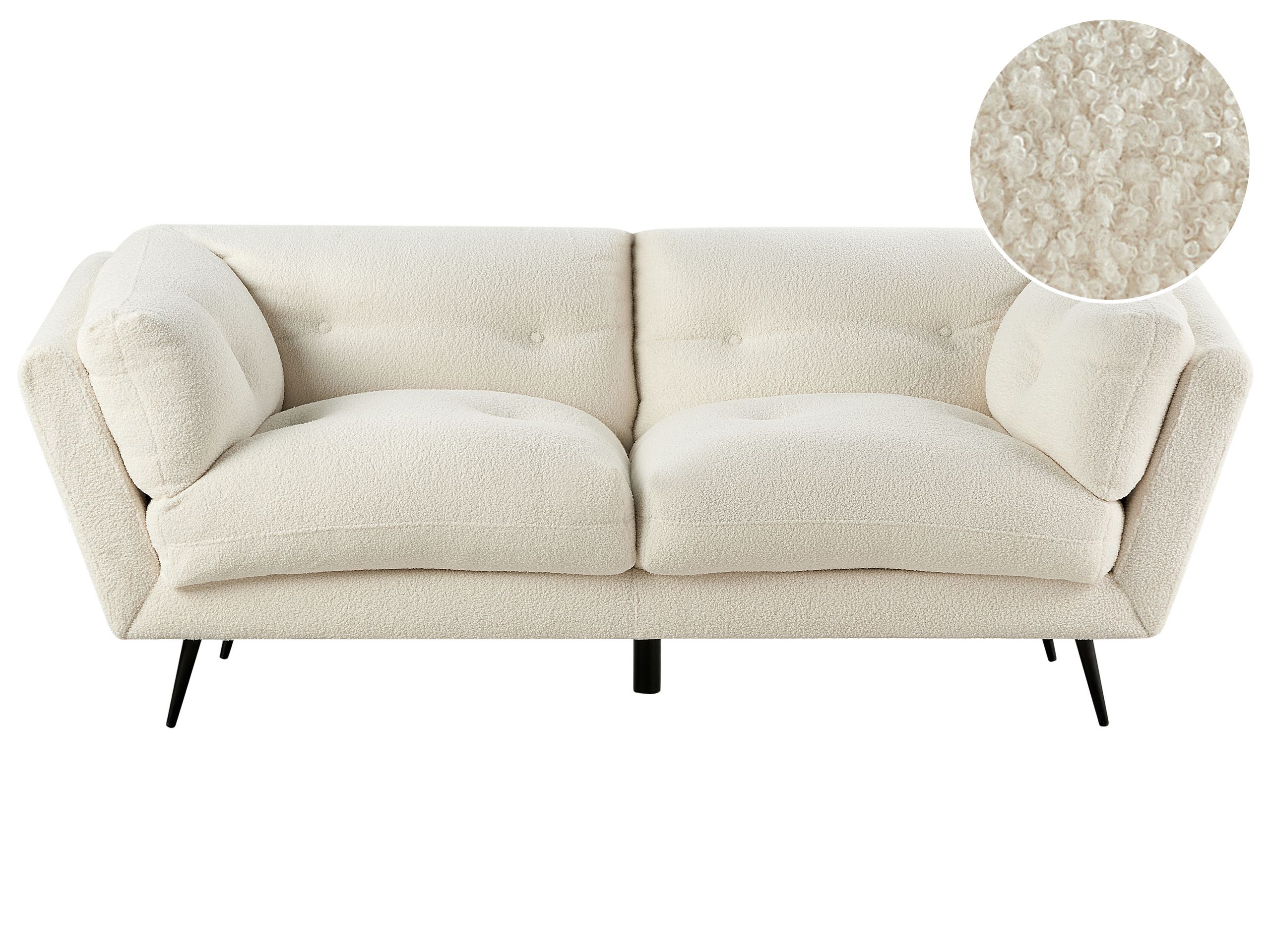 3 Seater Boucle Sofa White LENVIK - Gemini Interiors