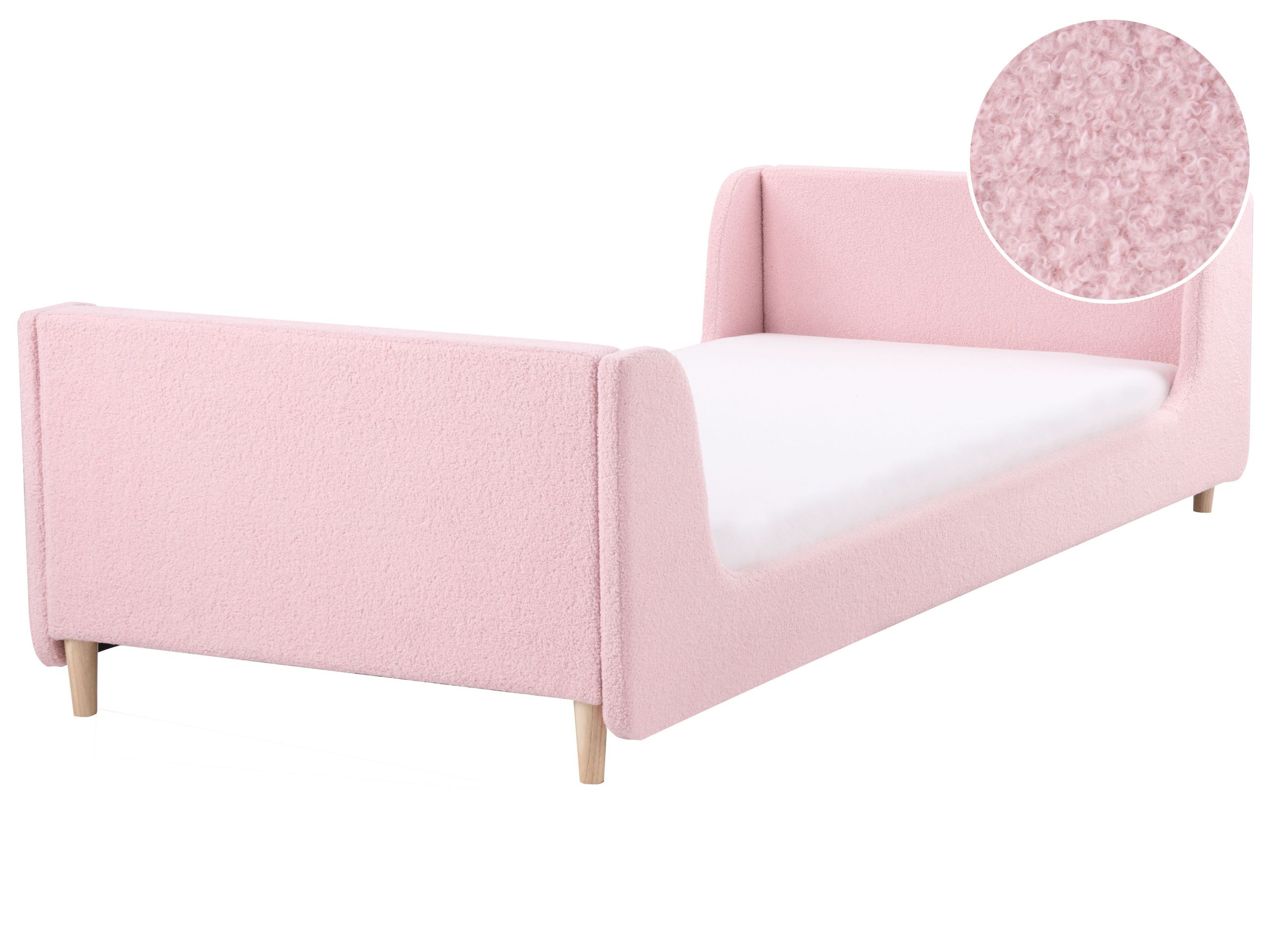 KAYE Kids Bedframe Boucle 90 x 200cm EU Single Bed Pink - Gemini Interiors