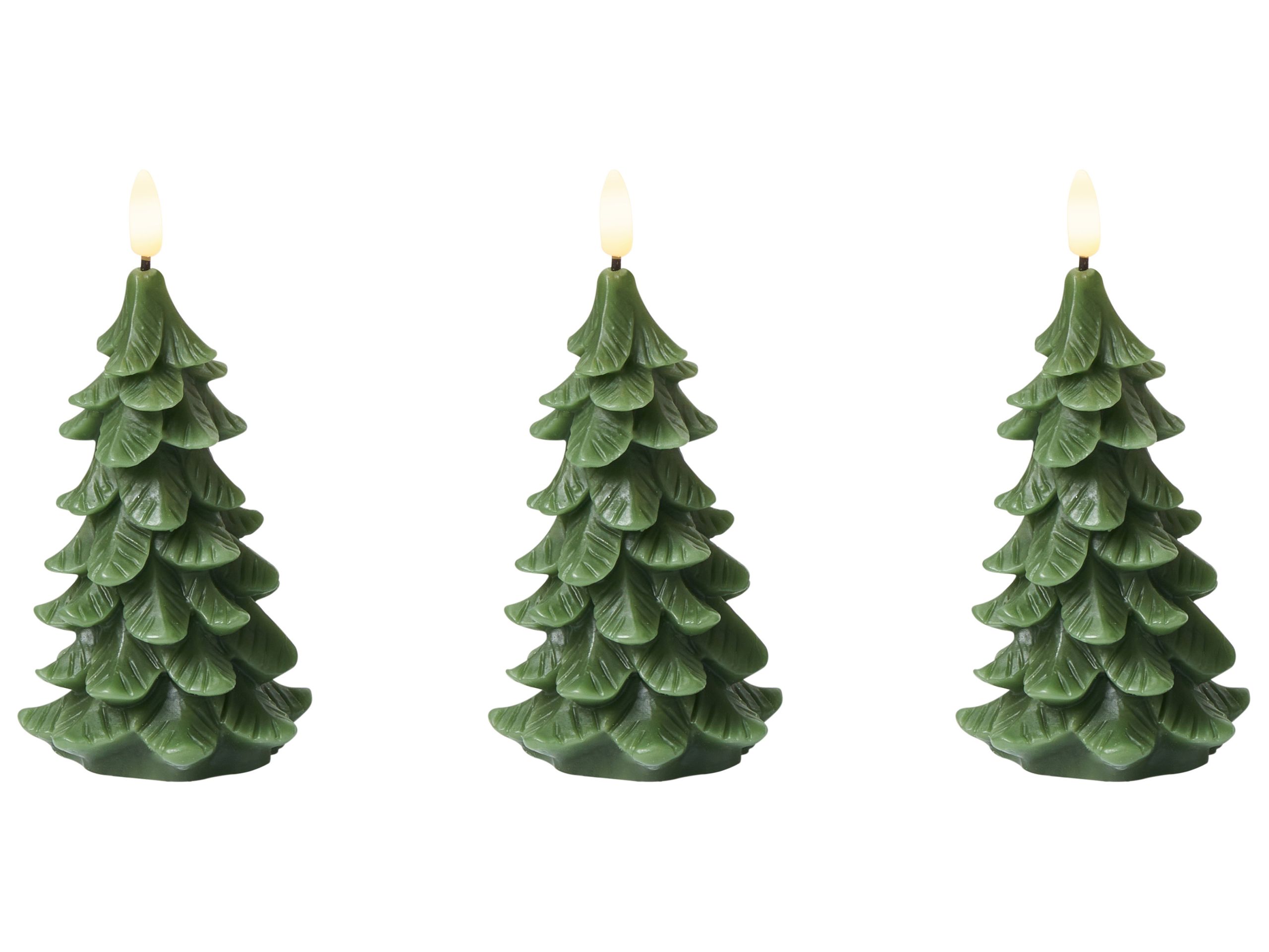 HARBOROUGH Set of 3 Christmas Tree LED Candles - Green - Gemini Interiors
