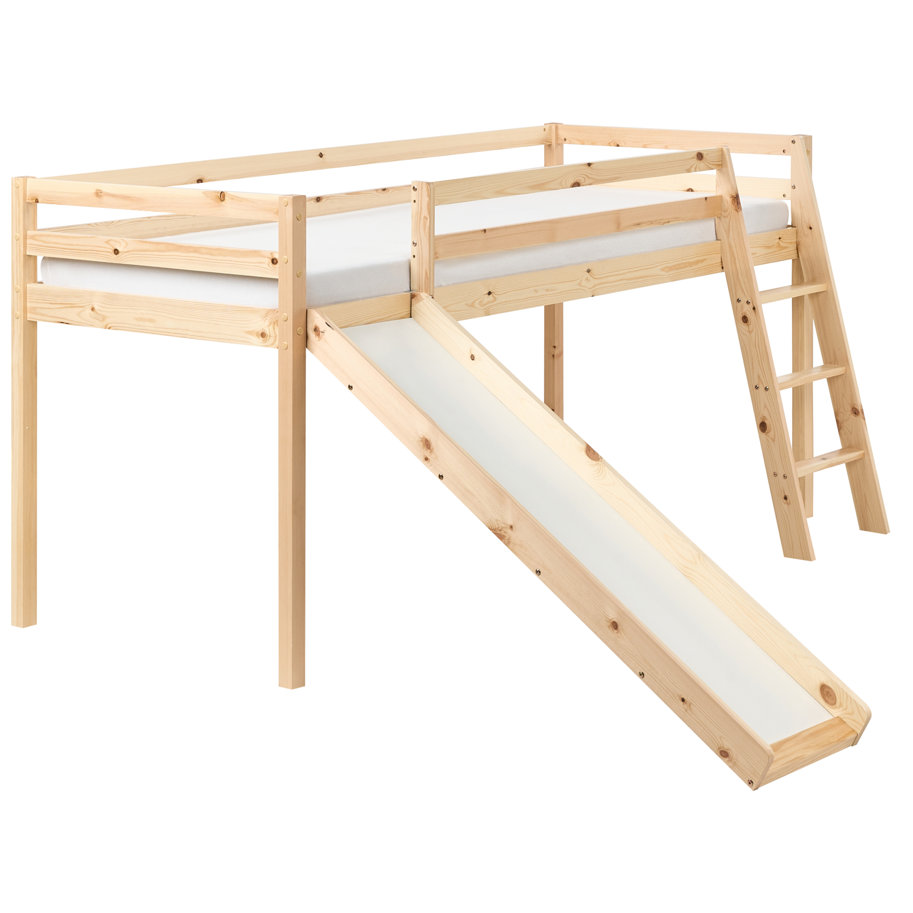 TAREN Single Wooden Mid Sleeper Bed - Light Brown - Gemini Interiors