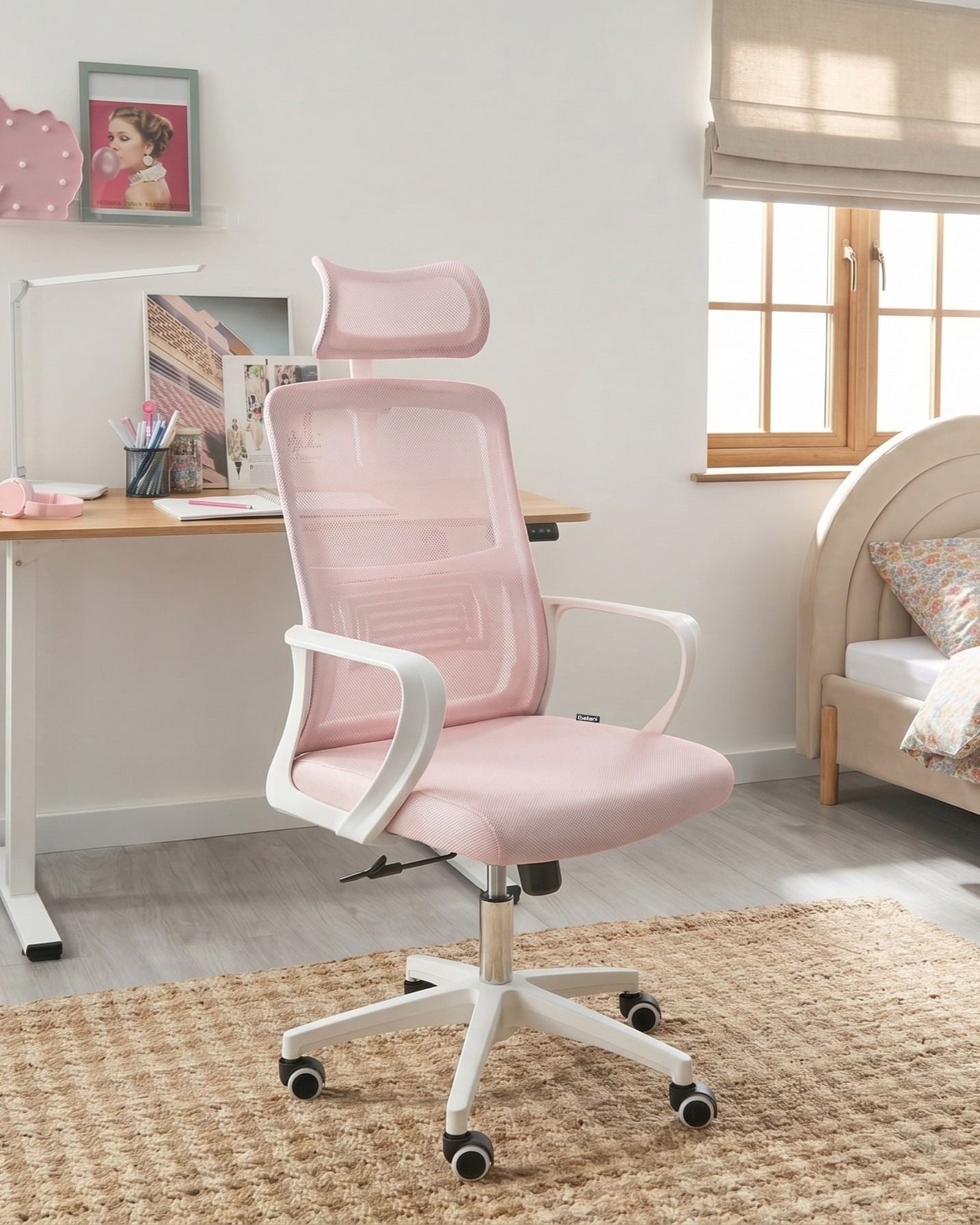 CONARMH Mesh Office Chair - Pastel Pink - Gemini Interiors