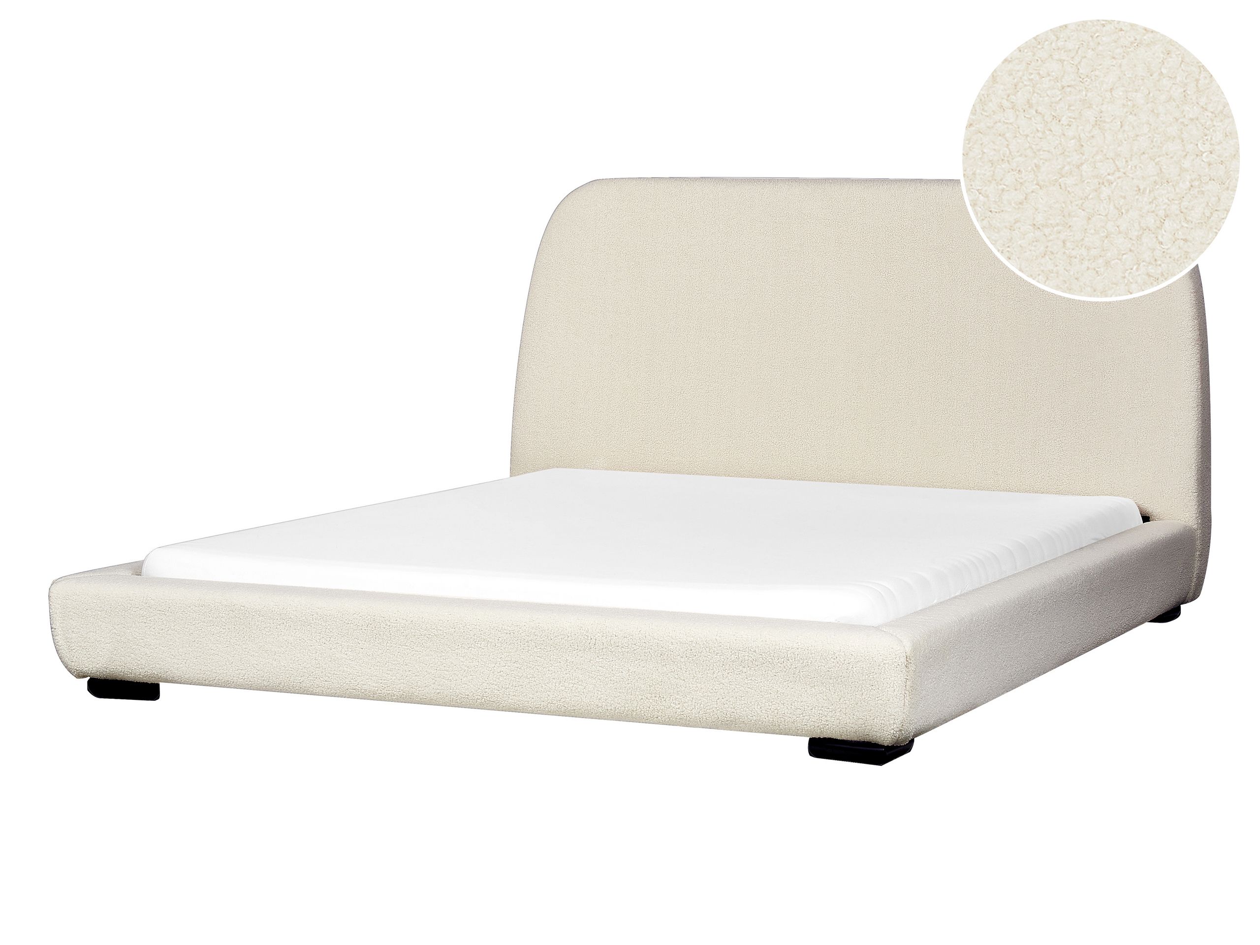 ROSSEL Waterbed Boucle 160 x 200cm EU Kingsize Bedframe Cream - Gemini Interiors