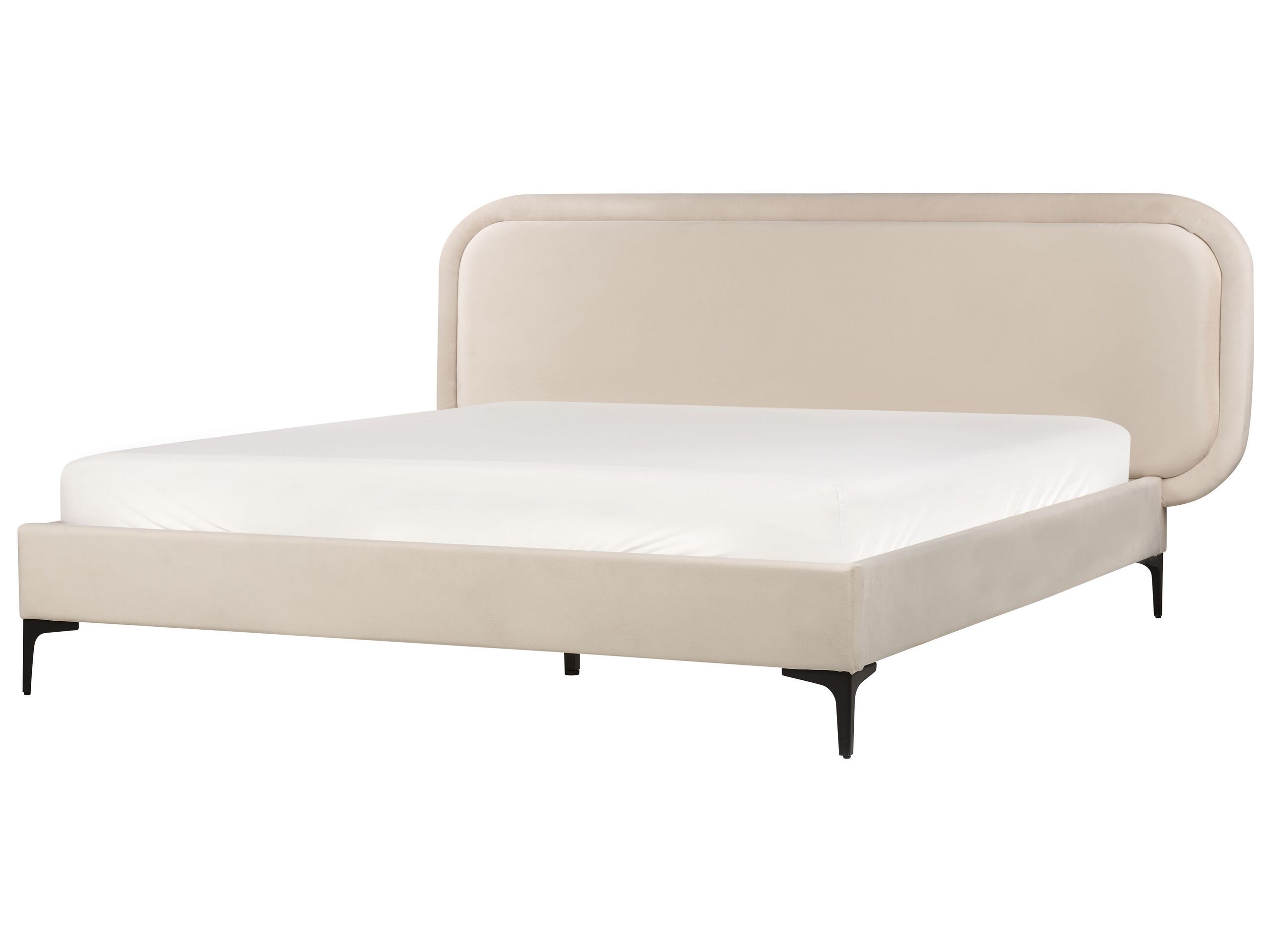 SUZZA Bedframe Velvet 160 x 200cm EU Kingsize Bed Light Beige - Gemini Interiors