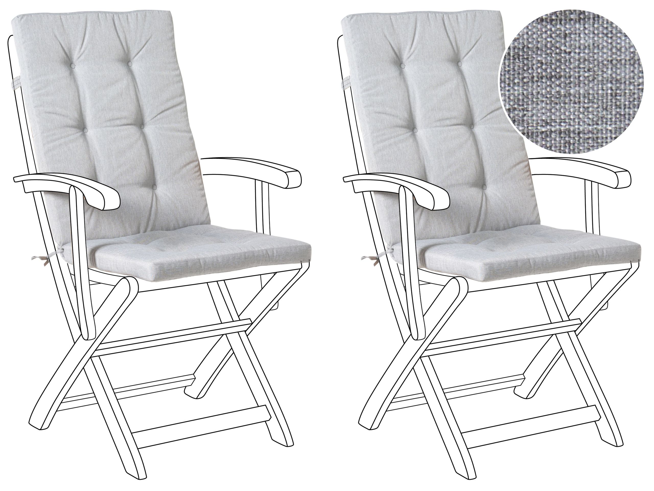 APLOR Set of 2 Garden Back Seat Cushions - Grey - Gemini Interiors