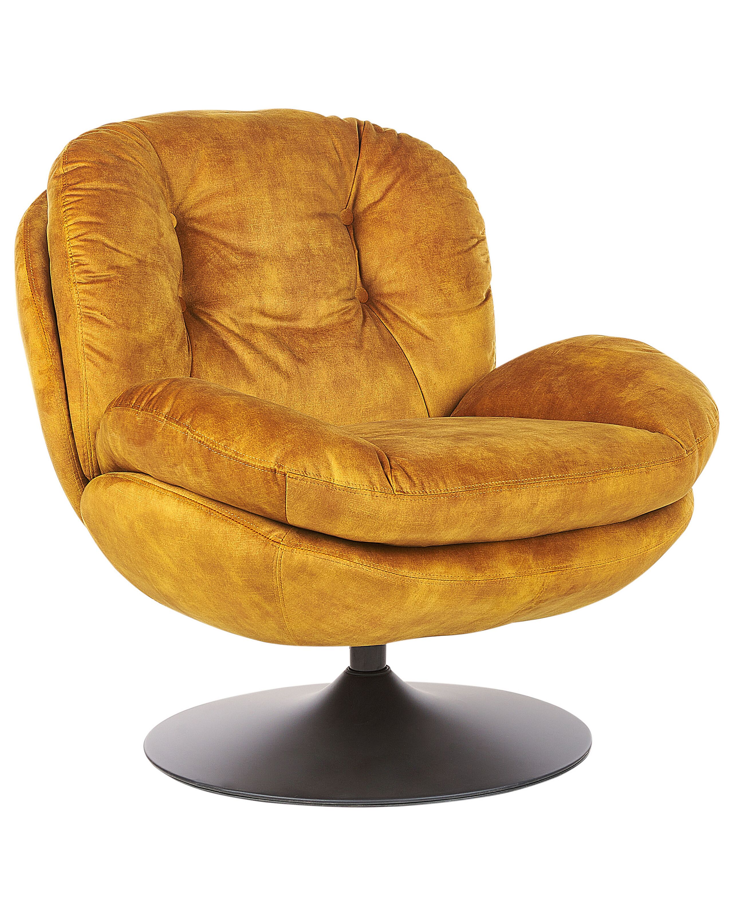 Swivel Armchair NOLVIK Velvet Mustard - Gemini Interiors