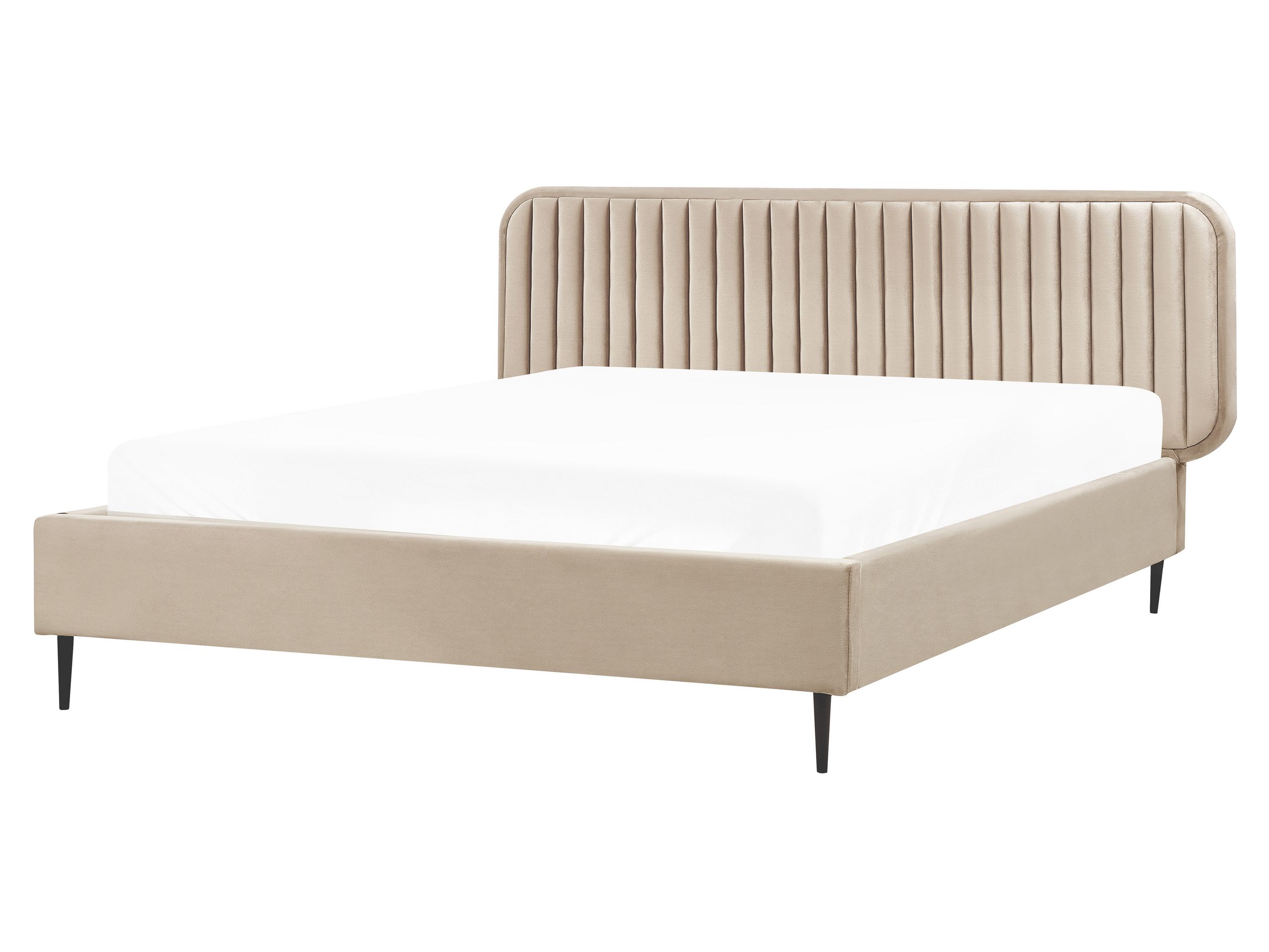 ARIN Bedframe Velvet 160 x 200cm EU Kingsize Bed Taupe - Gemini Interiors