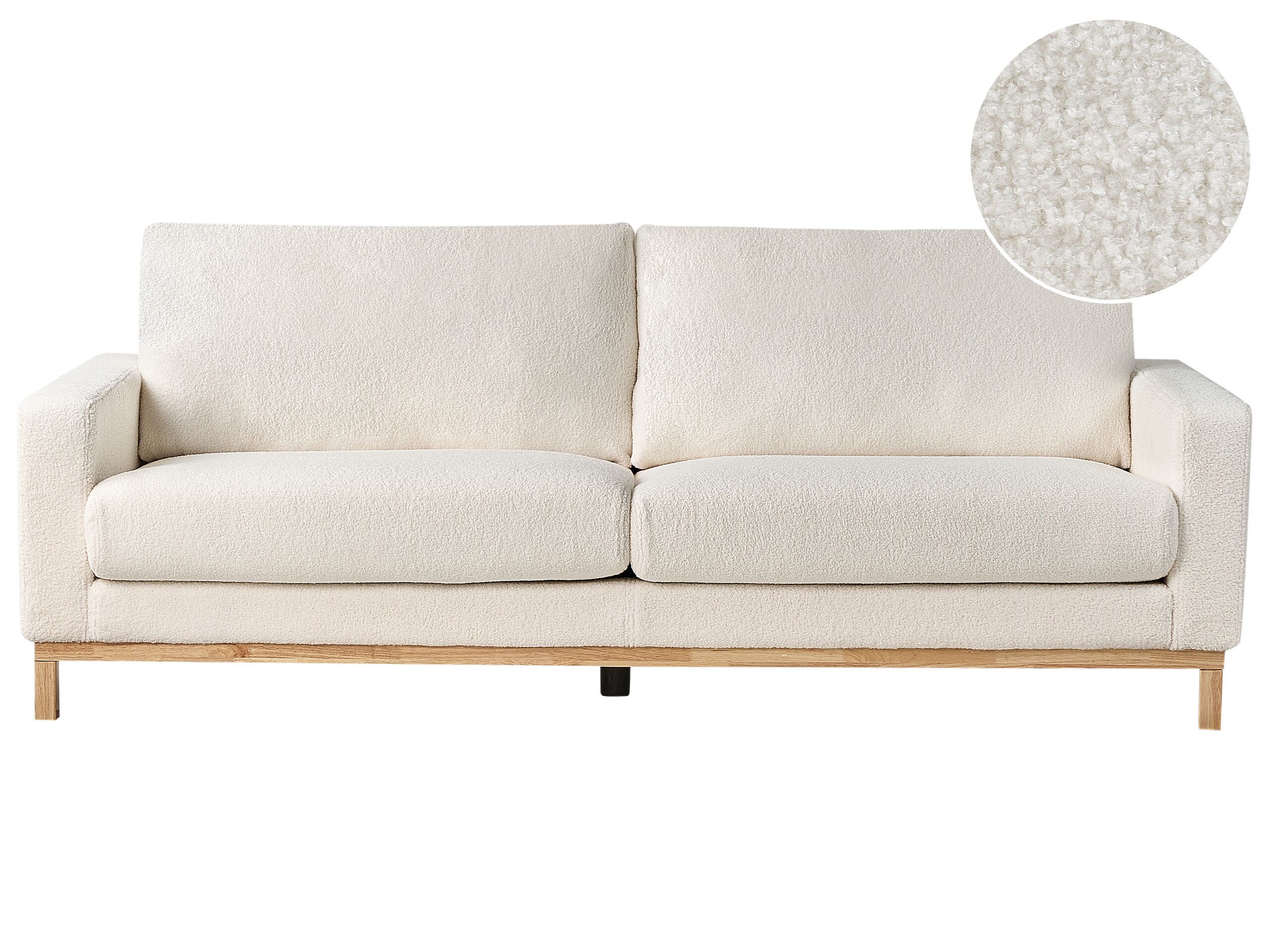 3 Seater Sofa White Boucle SIGGARD - Gemini Interiors