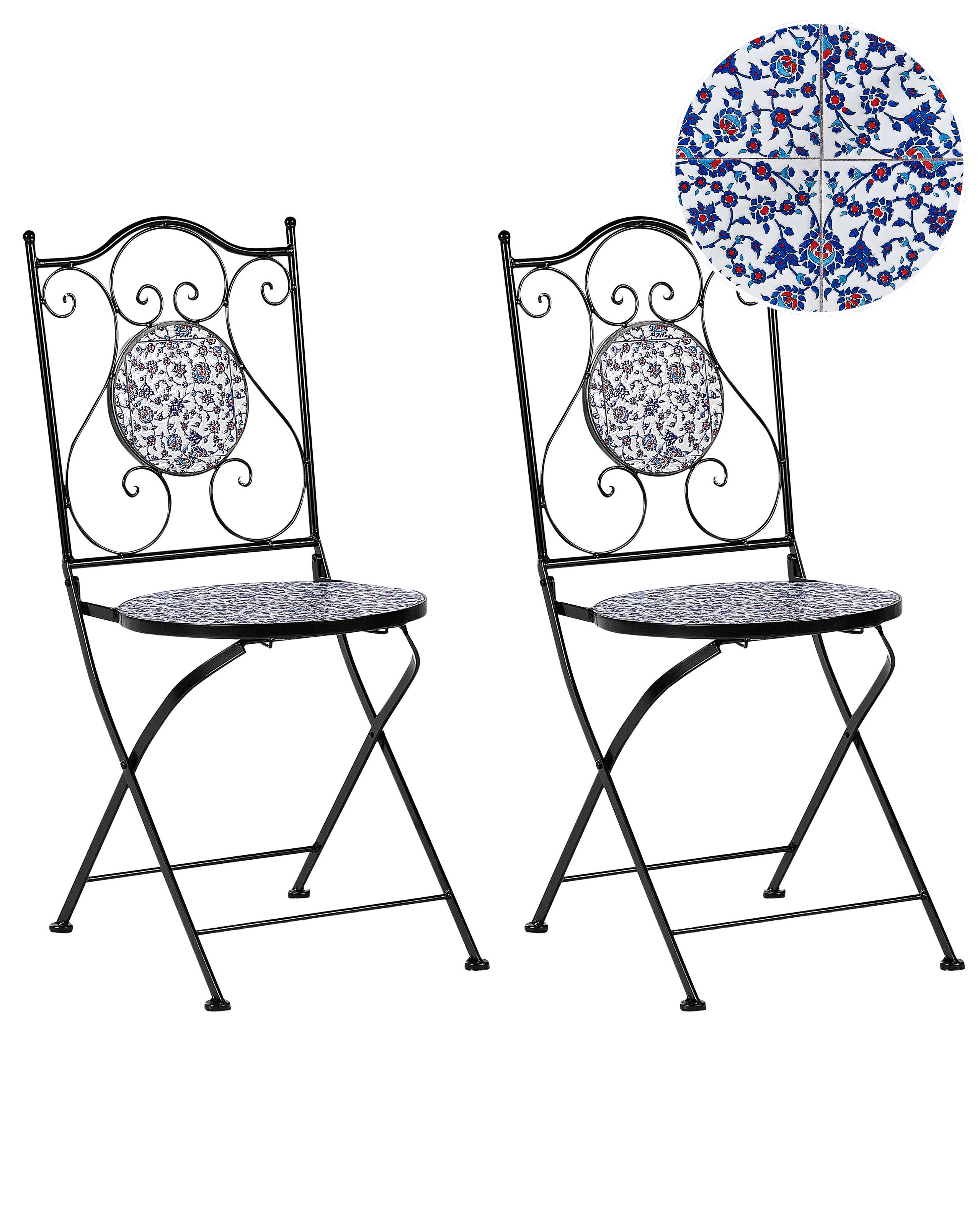 Set of 2 Garden Chairs CAMPRENA Metal Black - Gemini Interiors