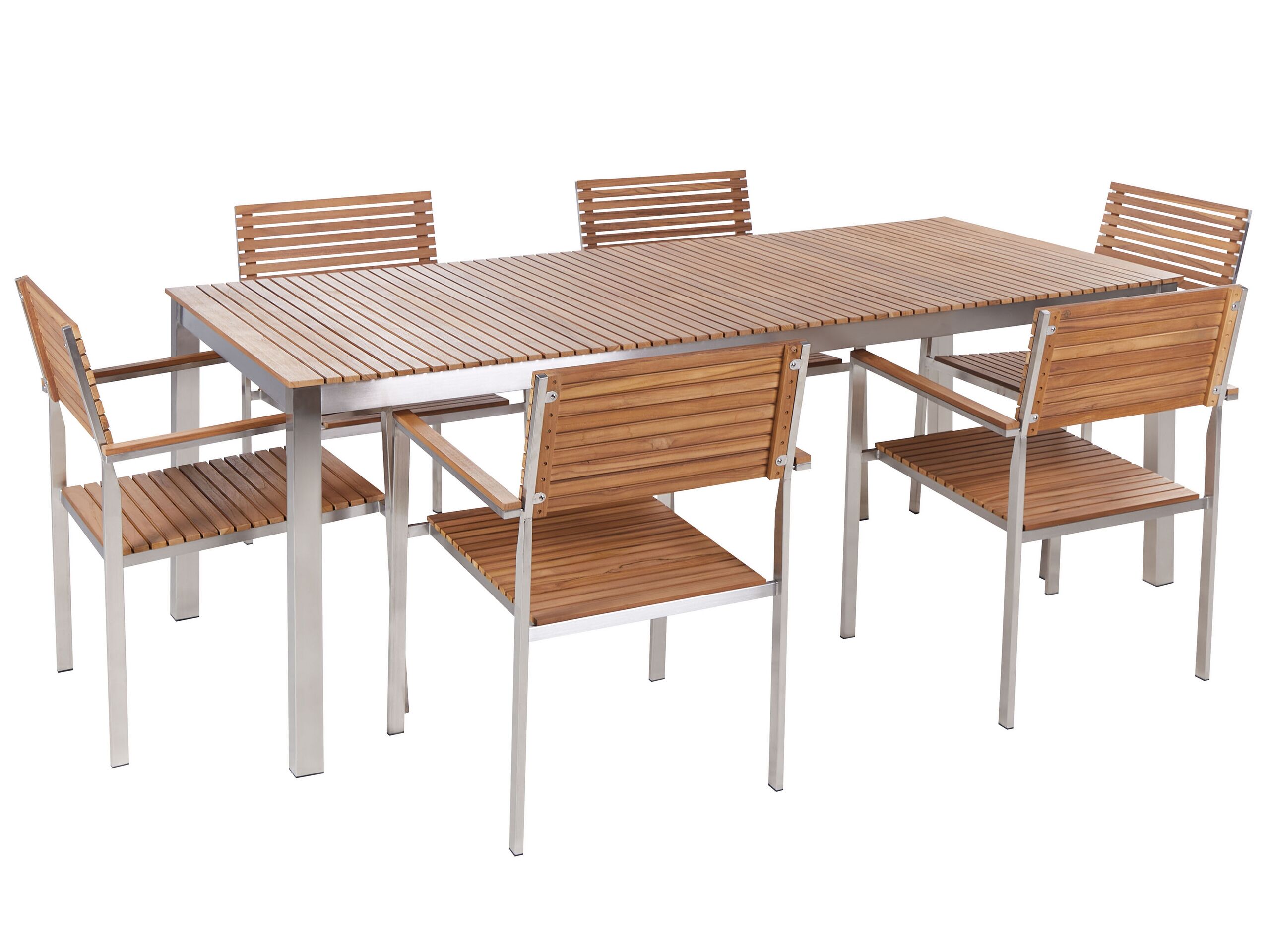 Garden Dining Set 6 Seater VIAREGGIO Teak Wood Brown - Gemini Interiors