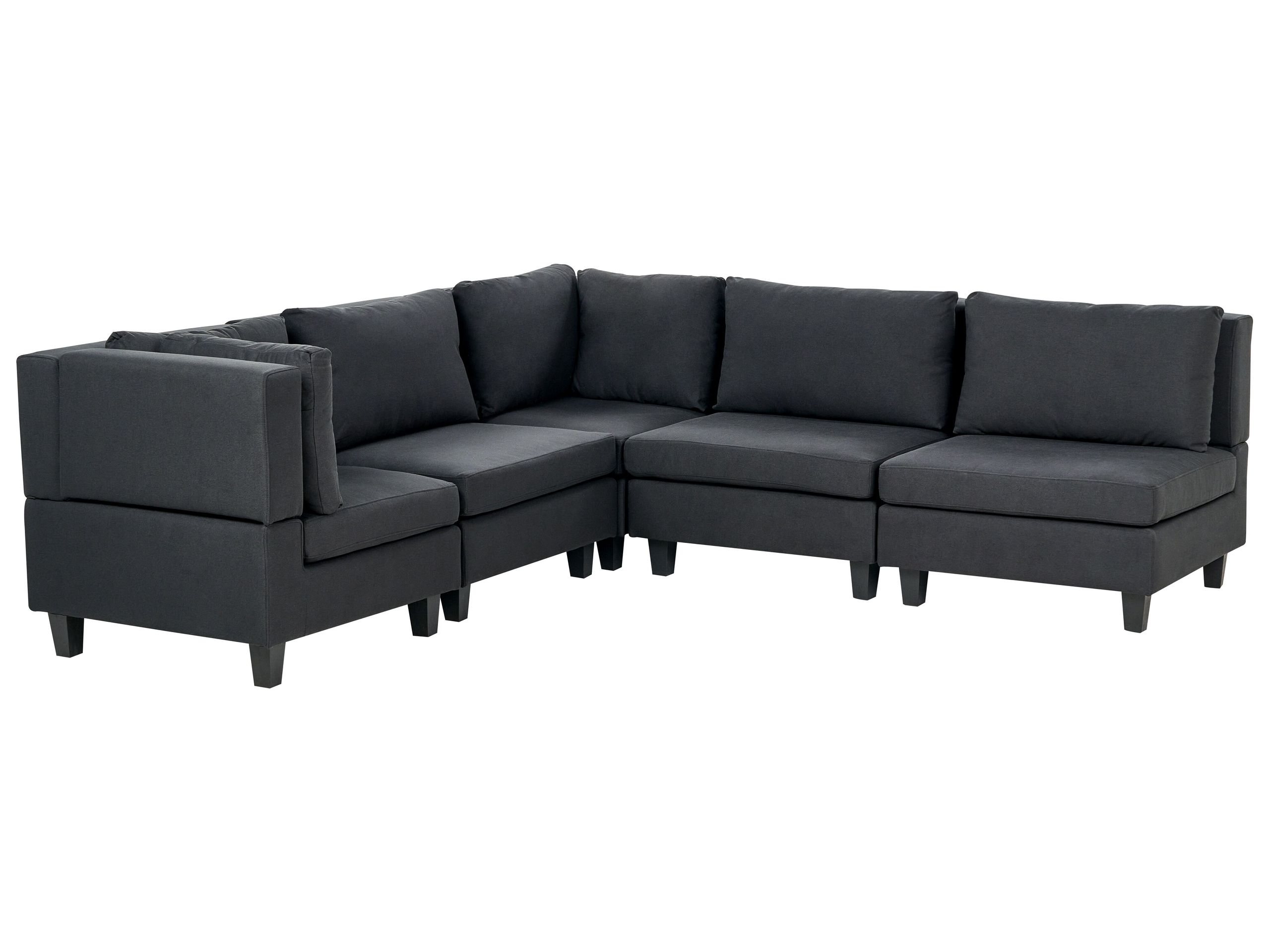 5 Seater Right Hand Modular Fabric Corner Sofa Black UNSTAD - Gemini Interiors