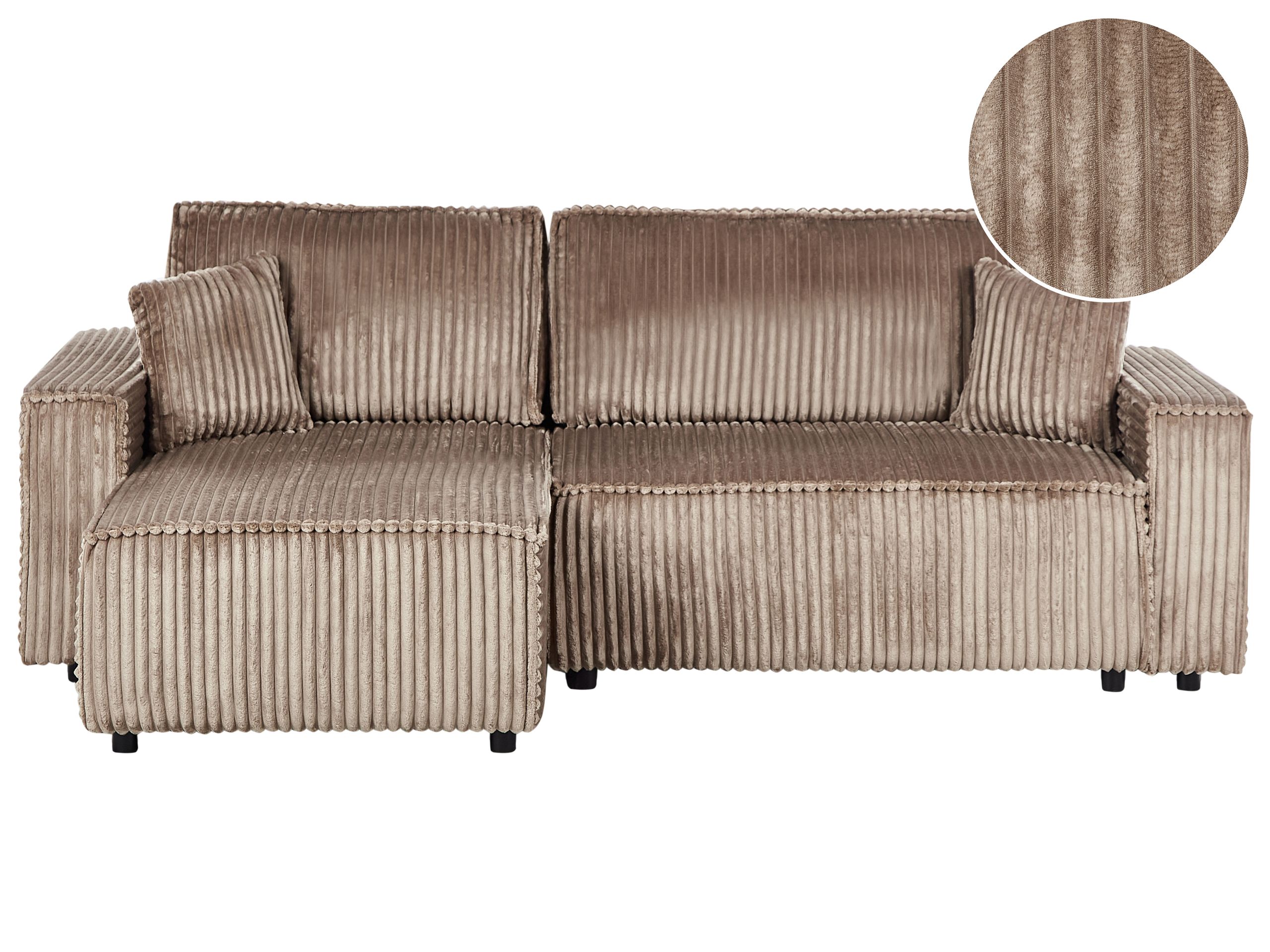 Corner Sofabed - ABRANO Right Hand Facing Jumbo Cord Brown - Gemini Interiors