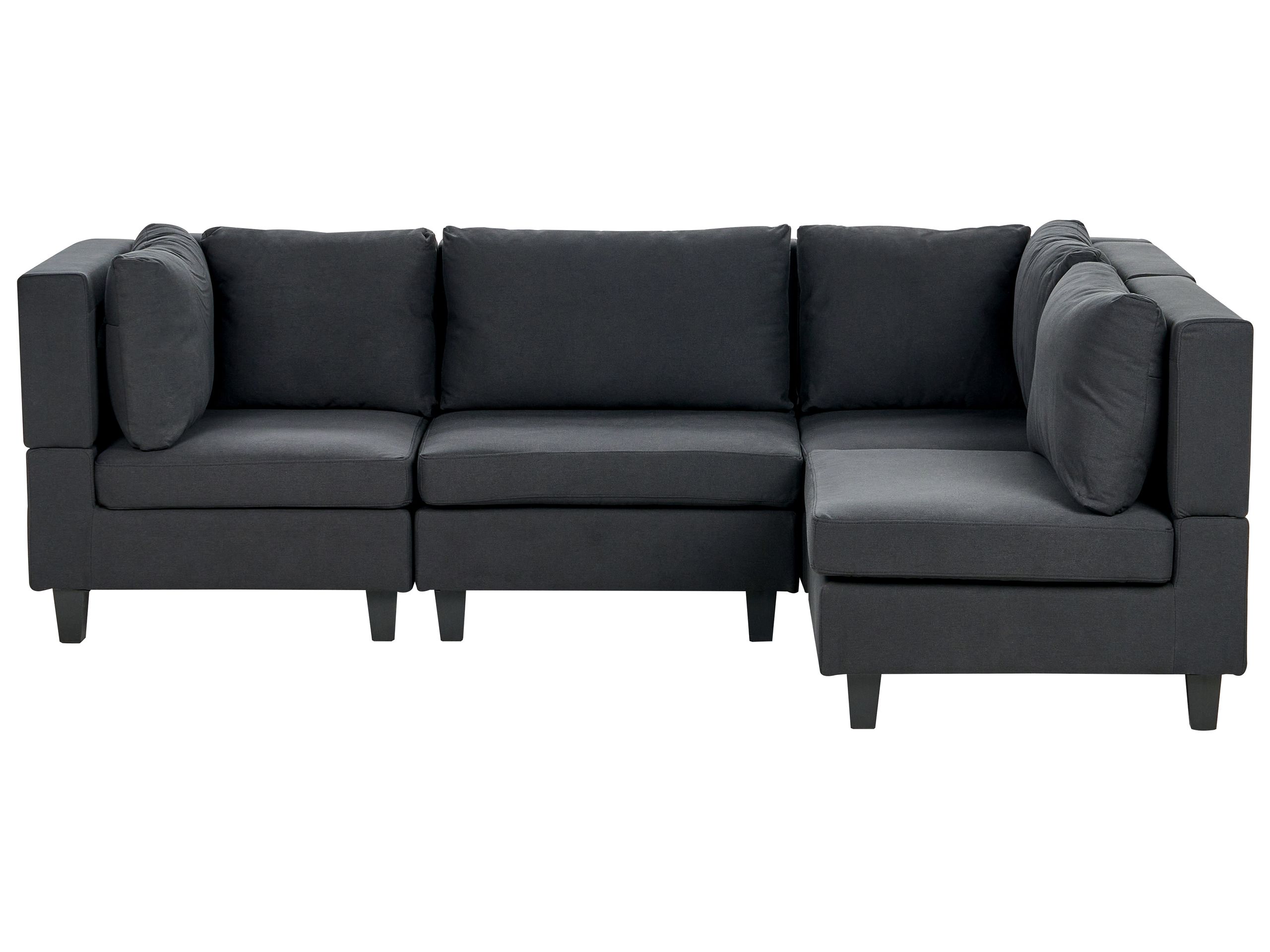 4 Seater Left Hand Modular Fabric Corner Sofa Black UNSTAD - Gemini Interiors