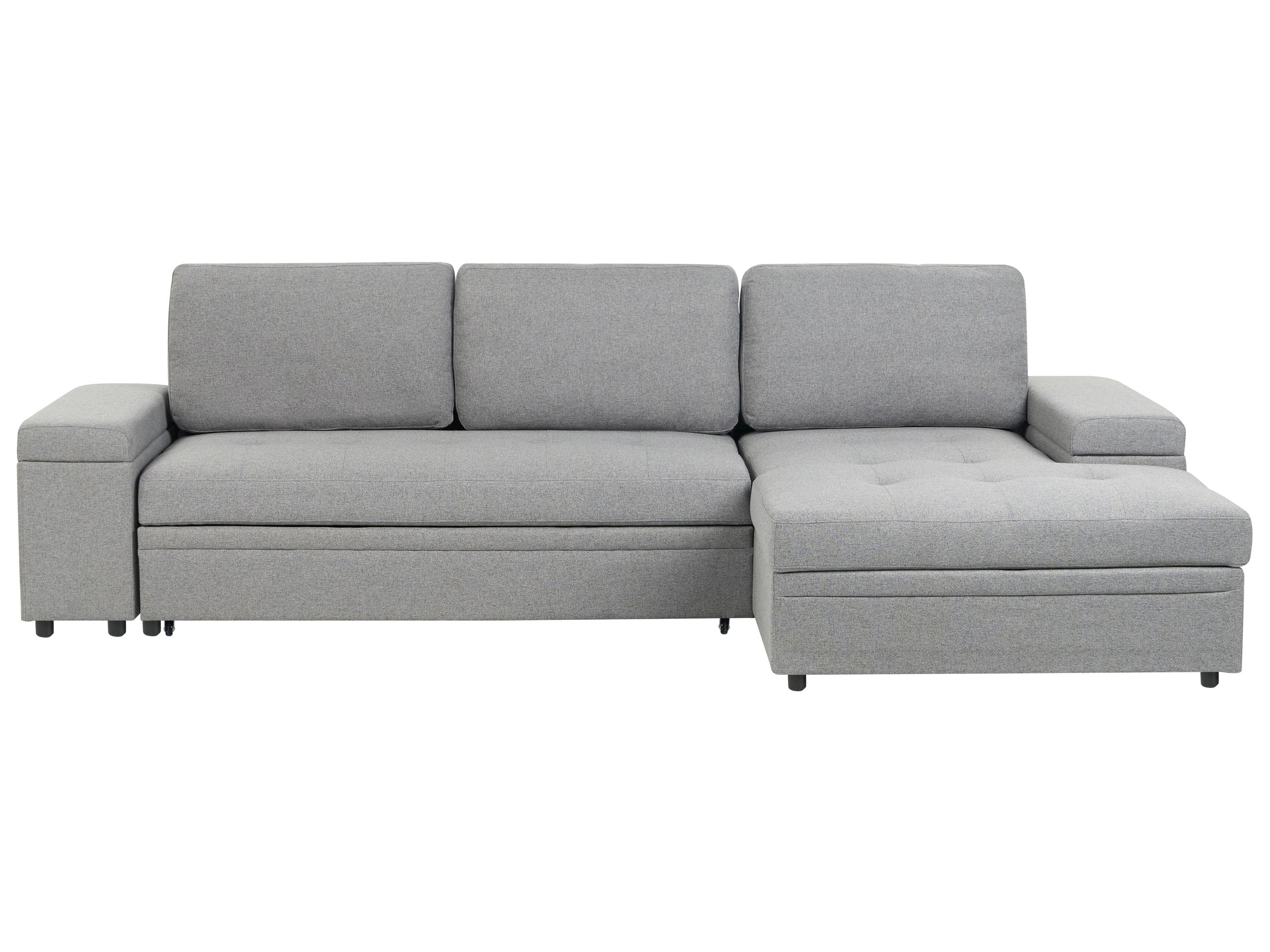 Corner Sofa Bed - HRESIY Left Hand Facing Fabric with Storage Grey - Gemini Interiors