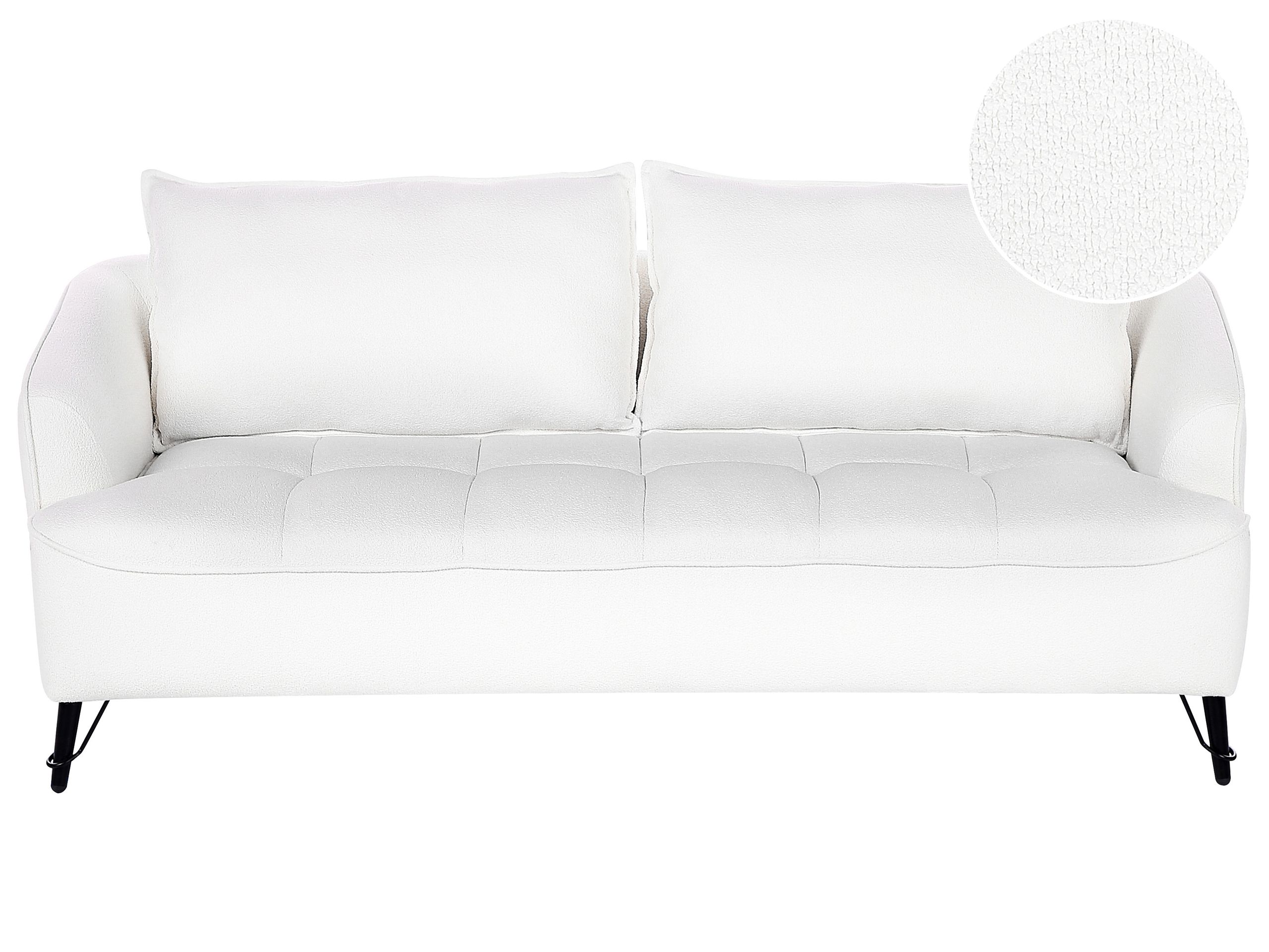 3 Seater Boucle Sofa White HOBRO - Gemini Interiors